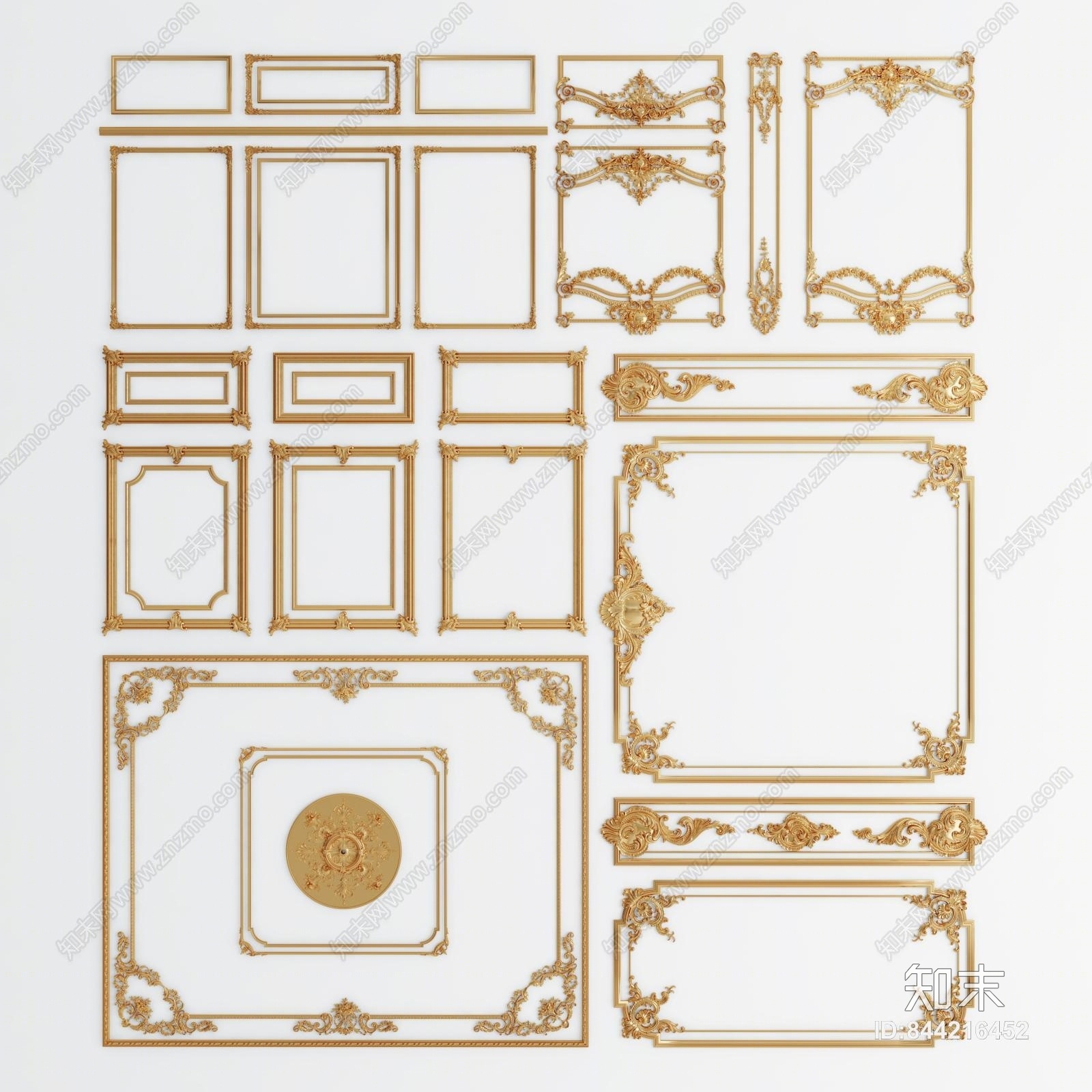 欧式古典石膏线3D模型下载【ID:844216452】