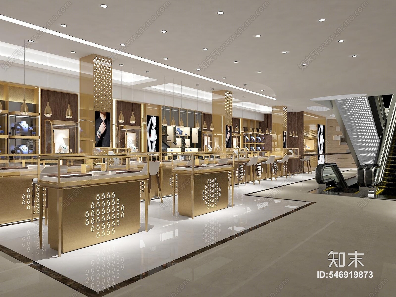 现代轻奢珠宝店3D模型下载【ID:546919873】