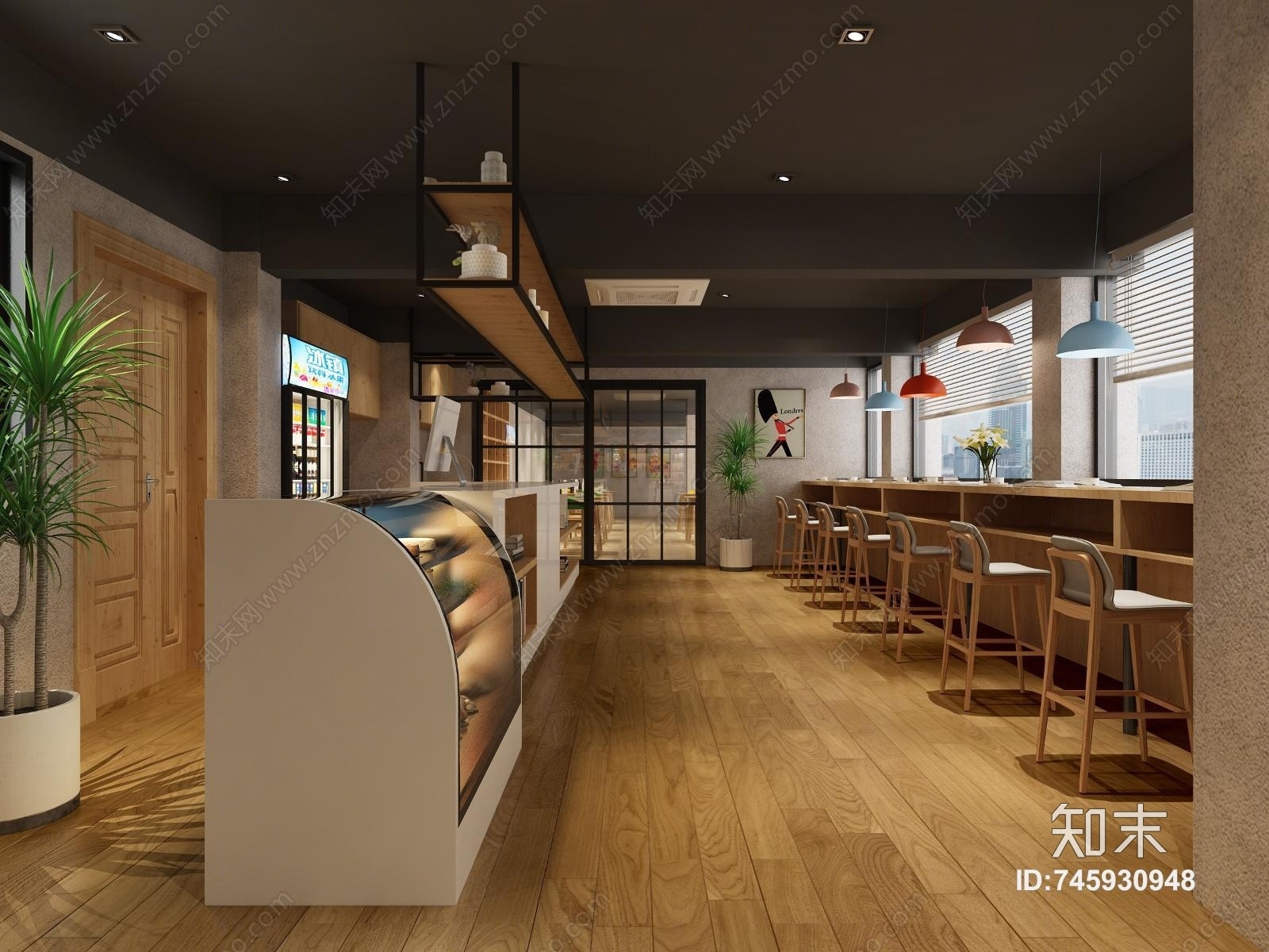 工业风现代书店3D模型下载【ID:745930948】
