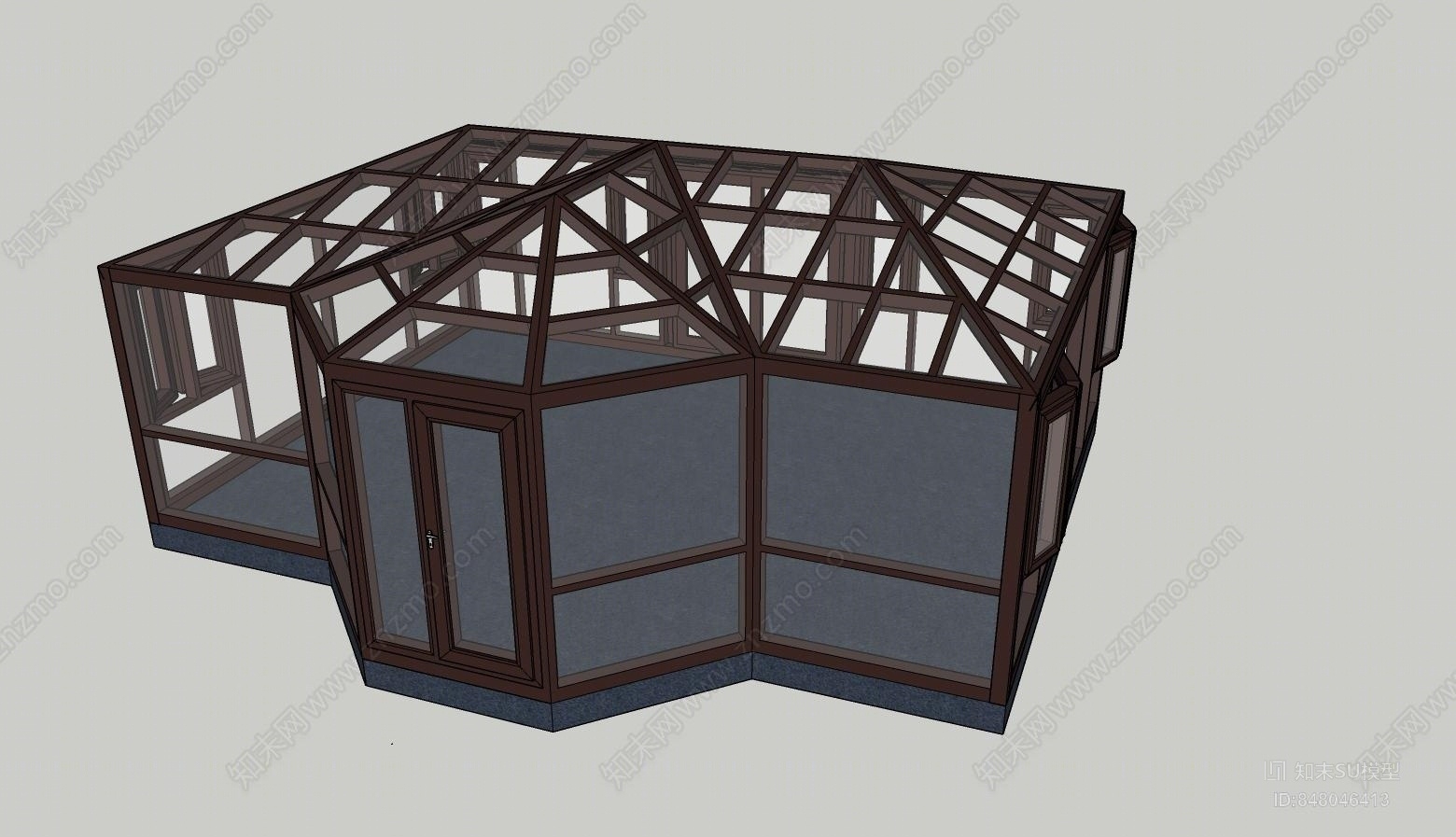 现代钻石顶阳光房SU模型下载【ID:848046413】