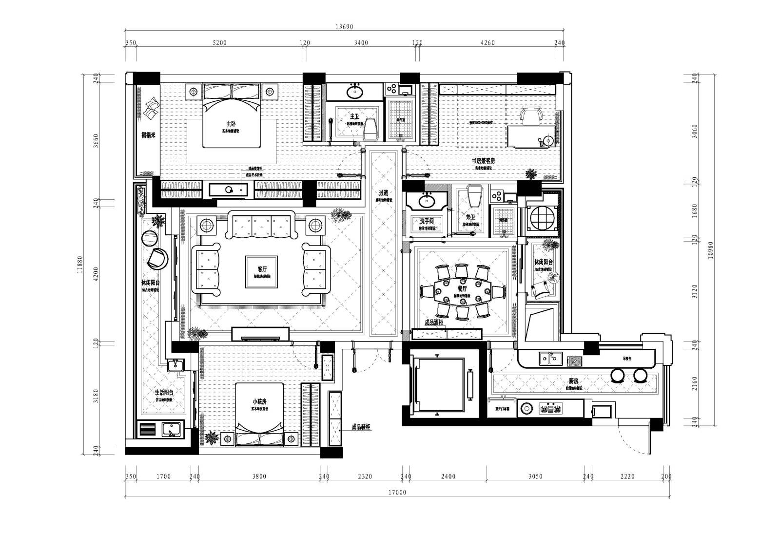 全套简欧家装CAD施工图+效果图cad施工图下载【ID:531192703】