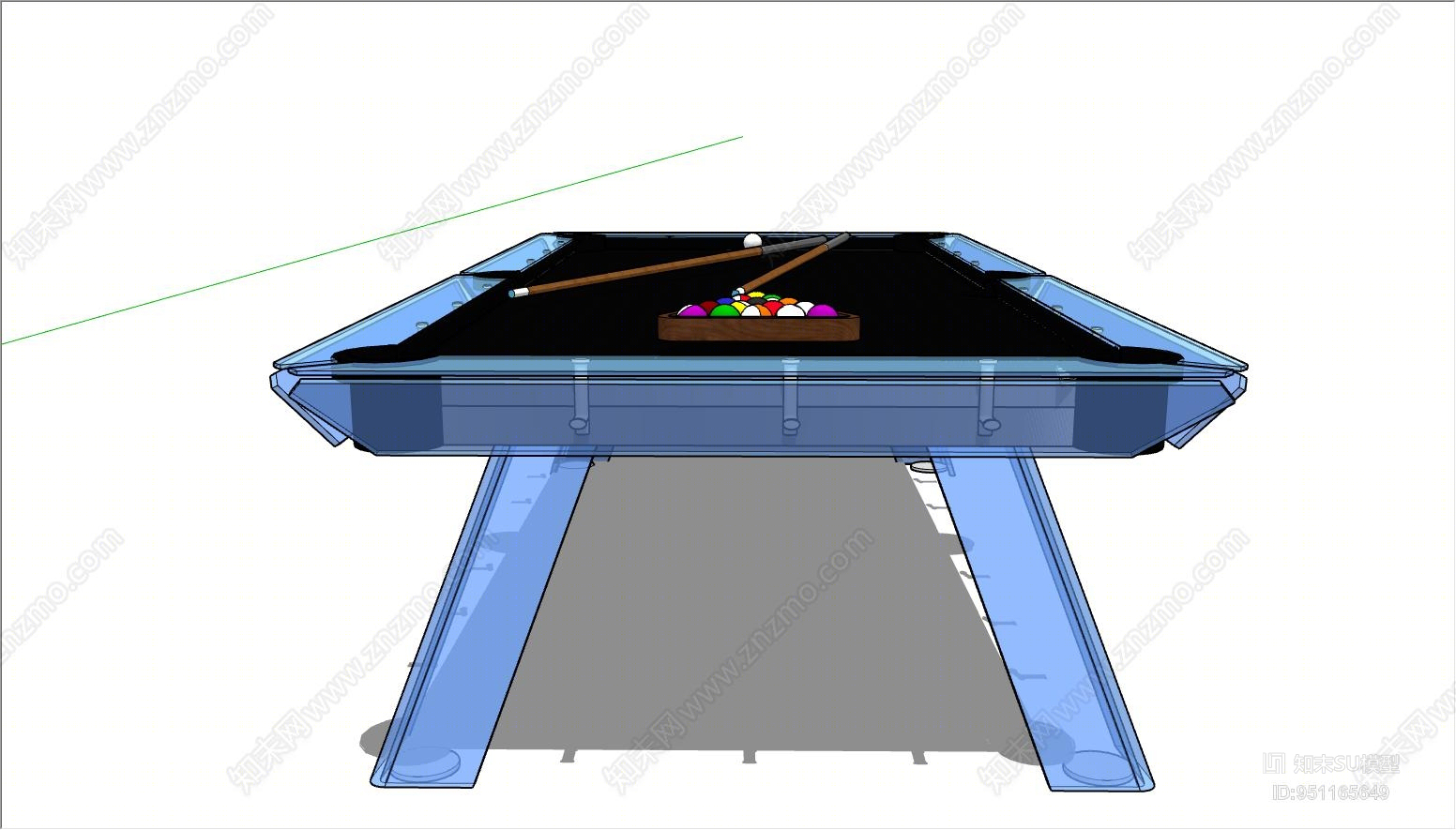 现代风格玻璃桌球SU模型下载【ID:951165649】