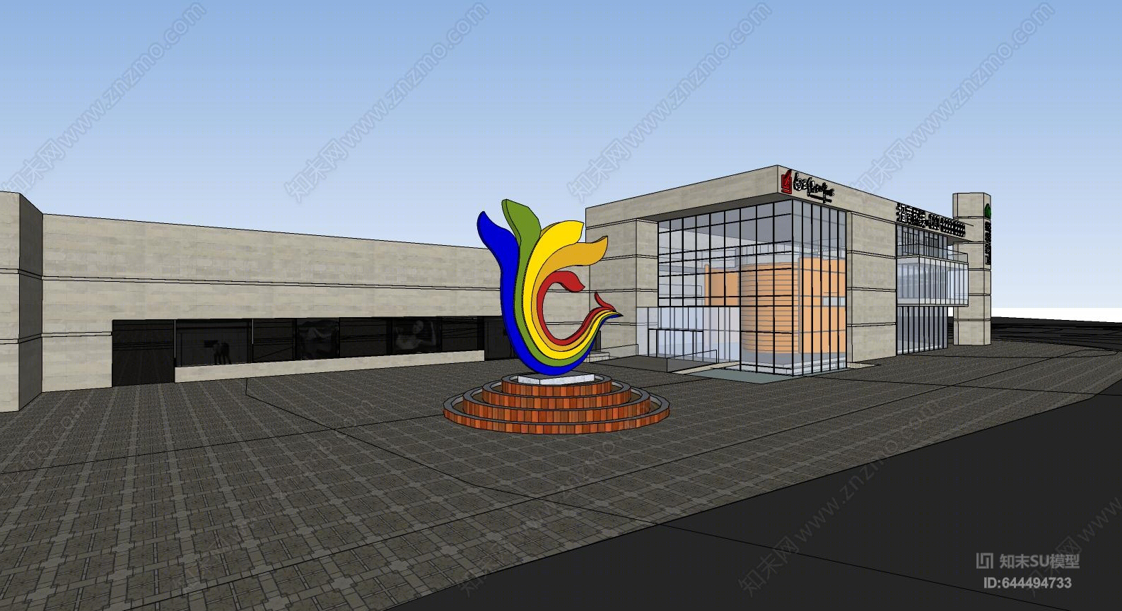 现代彩色凤凰景观小品SU模型下载【ID:644494733】