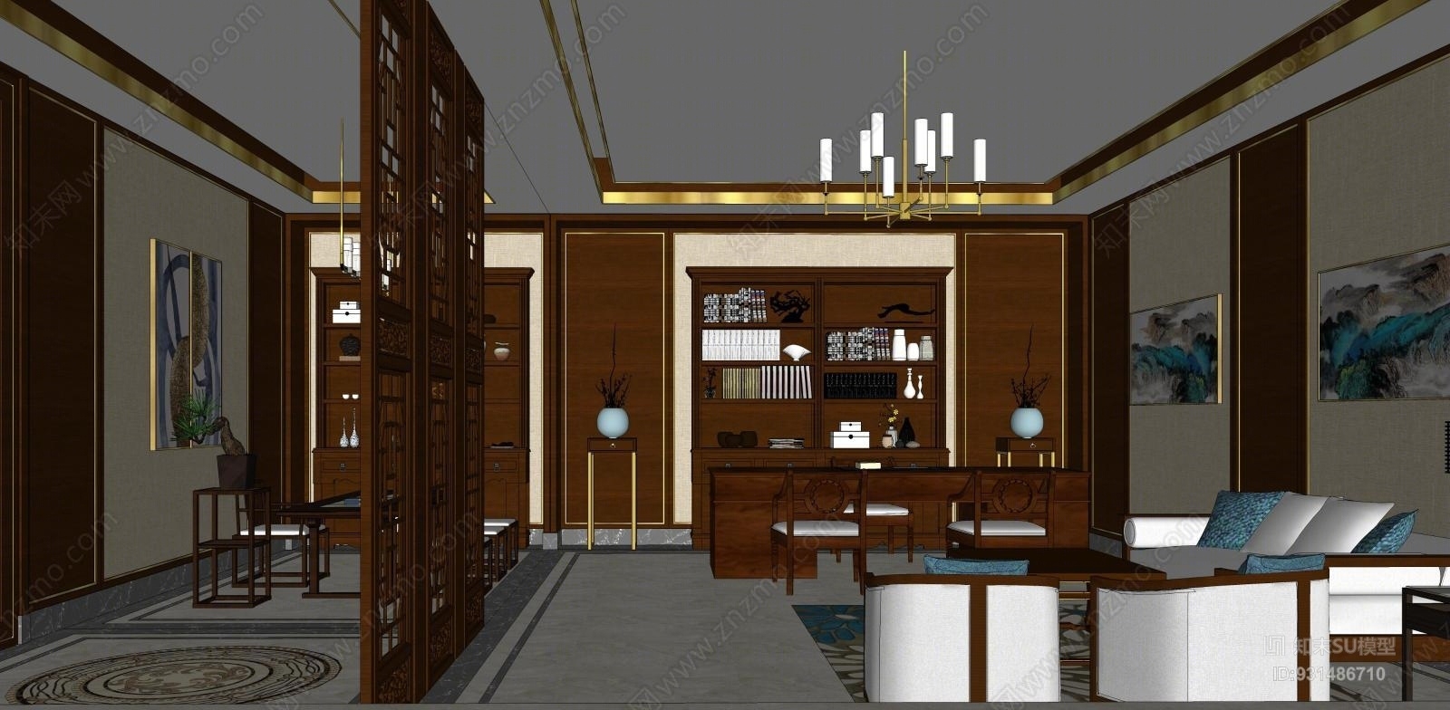 中式私人会所SU模型下载【ID:931486710】
