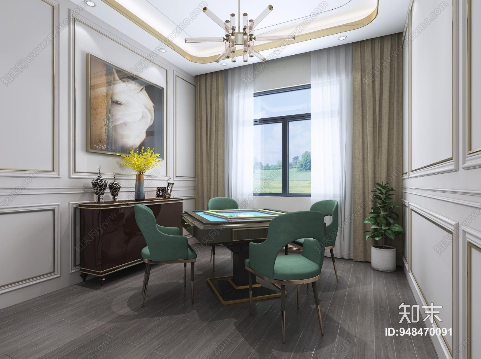现代轻奢棋牌室3D模型下载【ID:948470091】