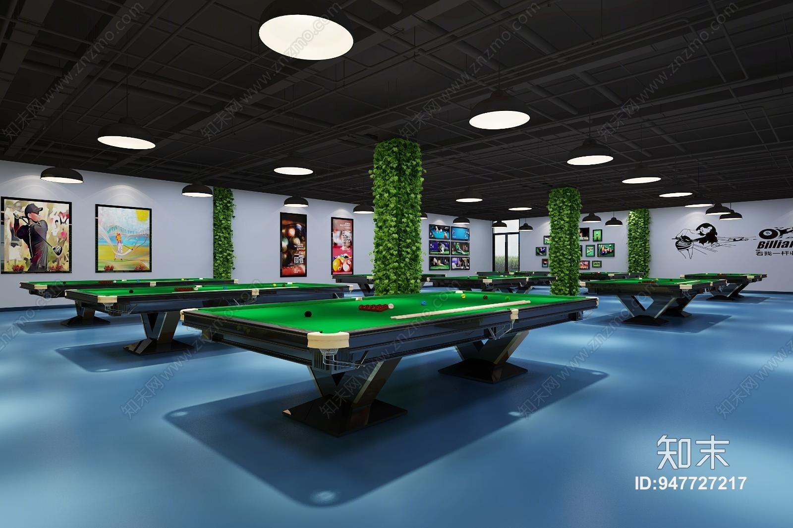 现代台球馆3D模型下载【ID:947727217】