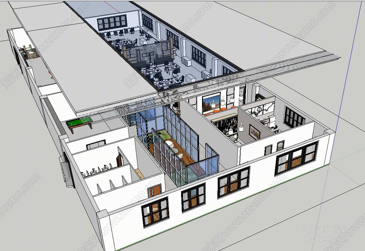 工装办公空间设计模型SU模型下载【ID:342447257】