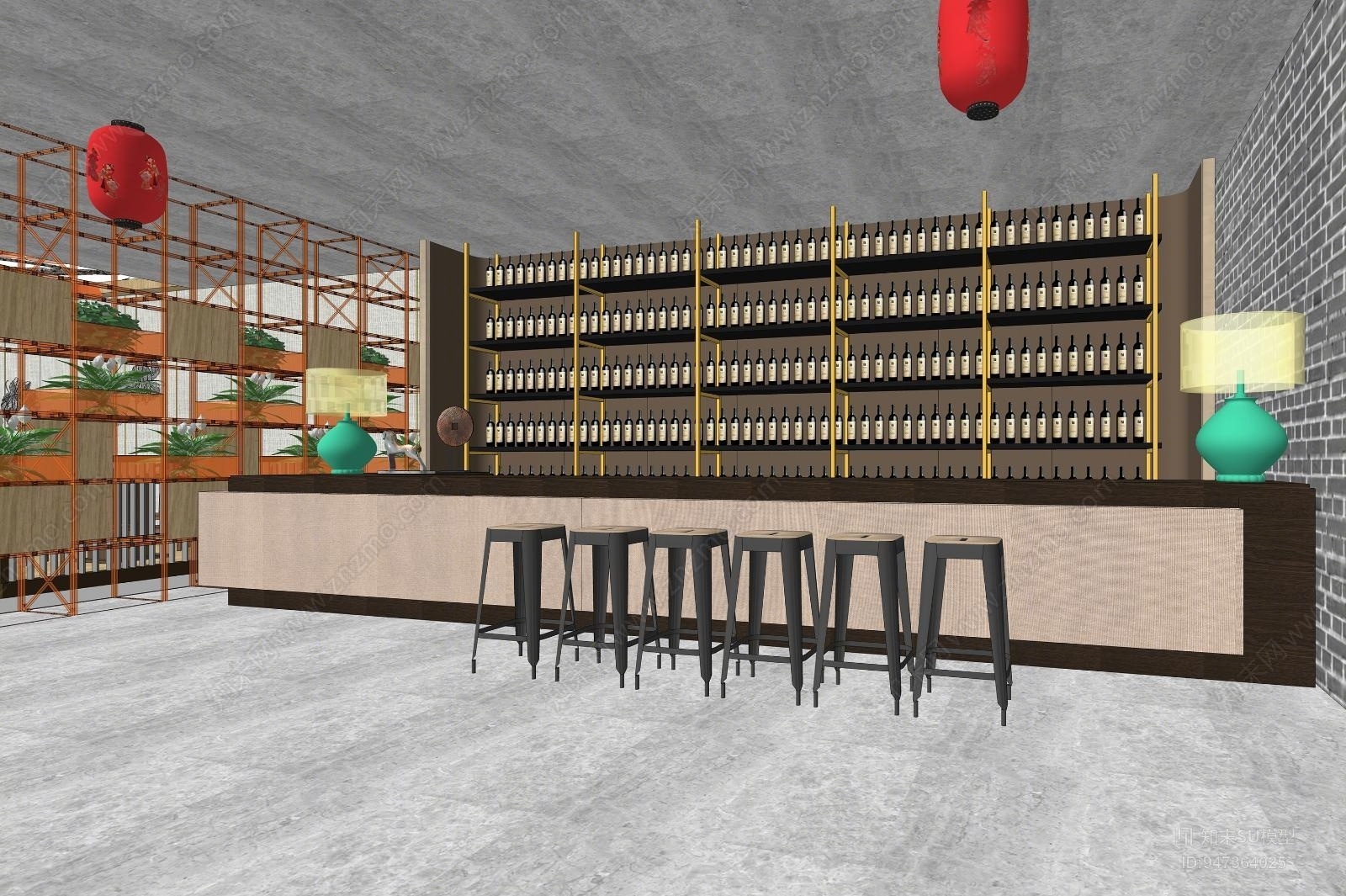 现代简约自助餐厅SU模型下载【ID:947364025】