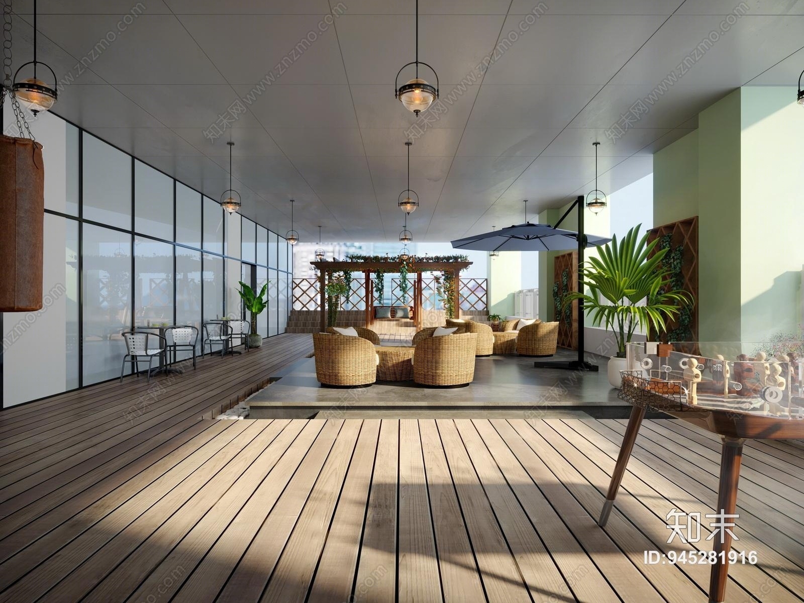 现代休闲空中花园3D模型下载【ID:945281916】