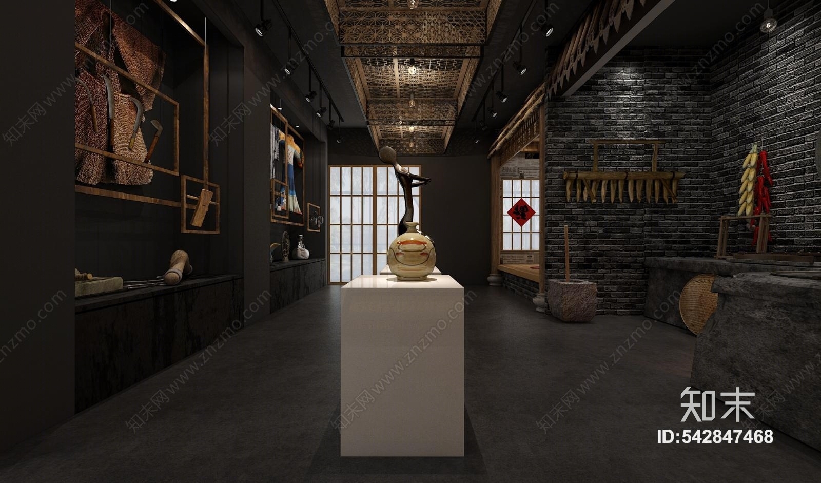 现代民俗博物馆展厅3D模型下载【ID:542847468】