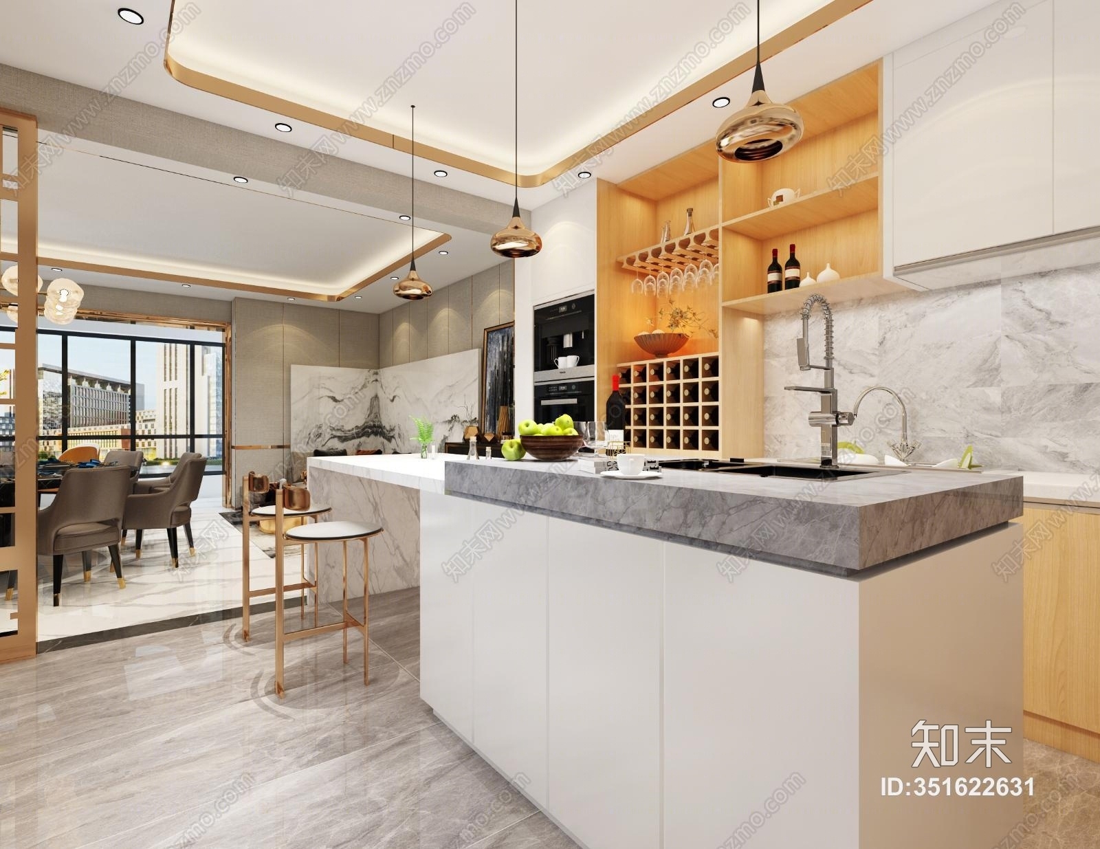 现代轻奢包厢3D模型下载【ID:351622631】