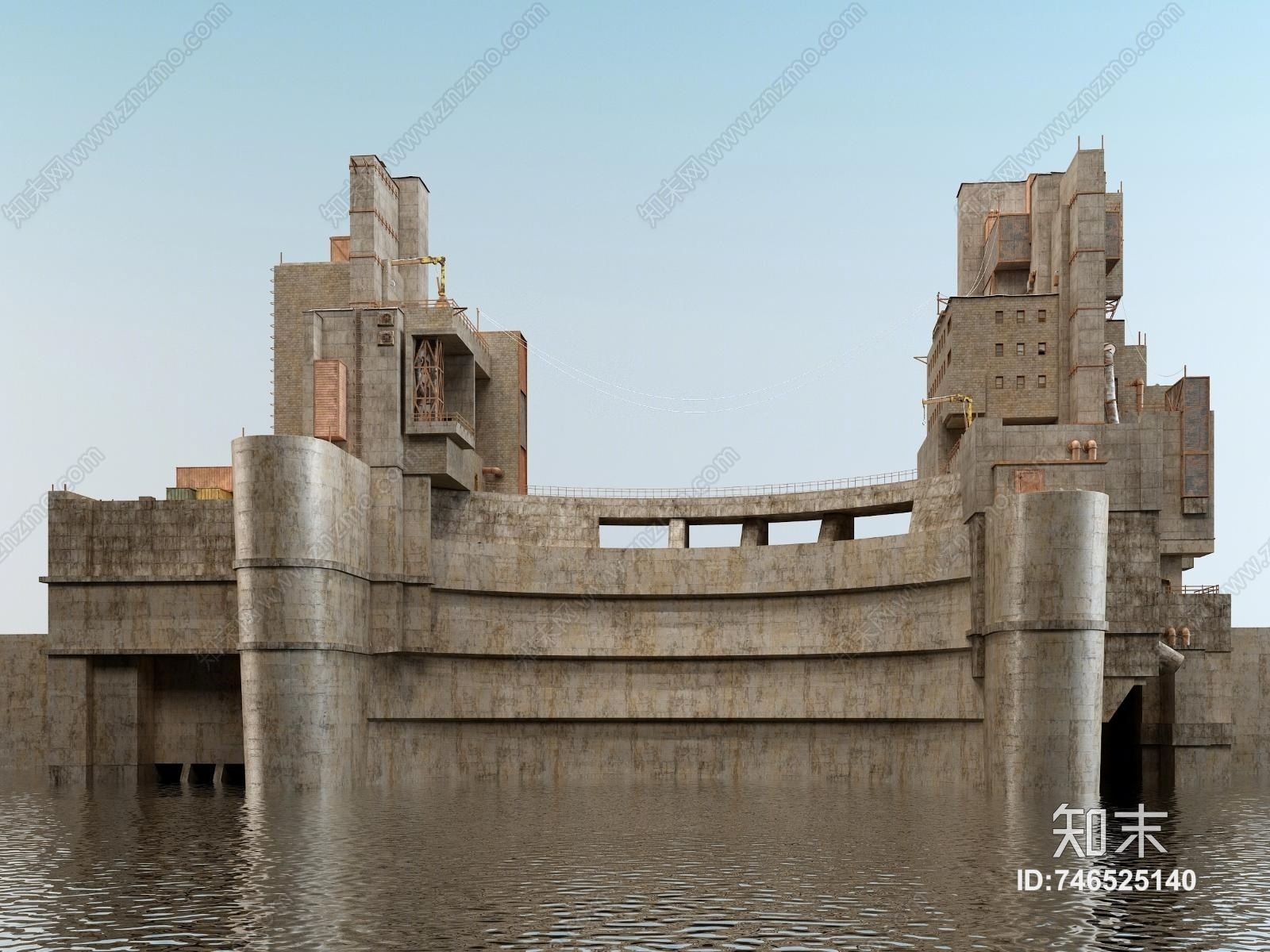 工业风格残破建筑3D模型下载【ID:746525140】