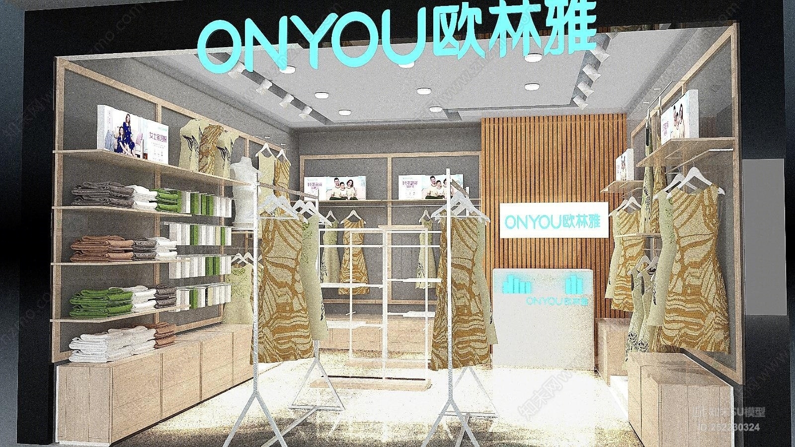 北欧风格服装展厅SU模型下载【ID:252230324】
