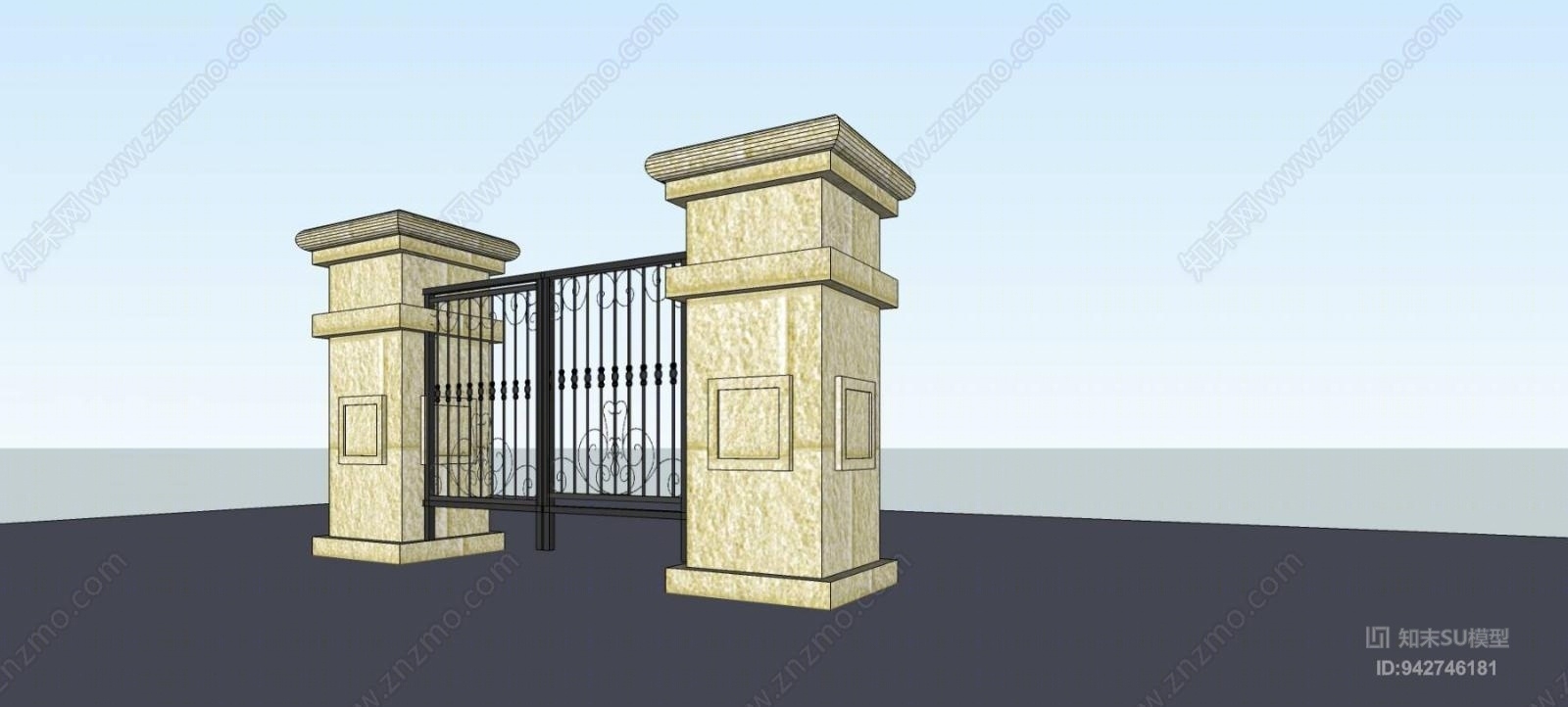 欧式庭院大门SU模型下载【ID:942746181】
