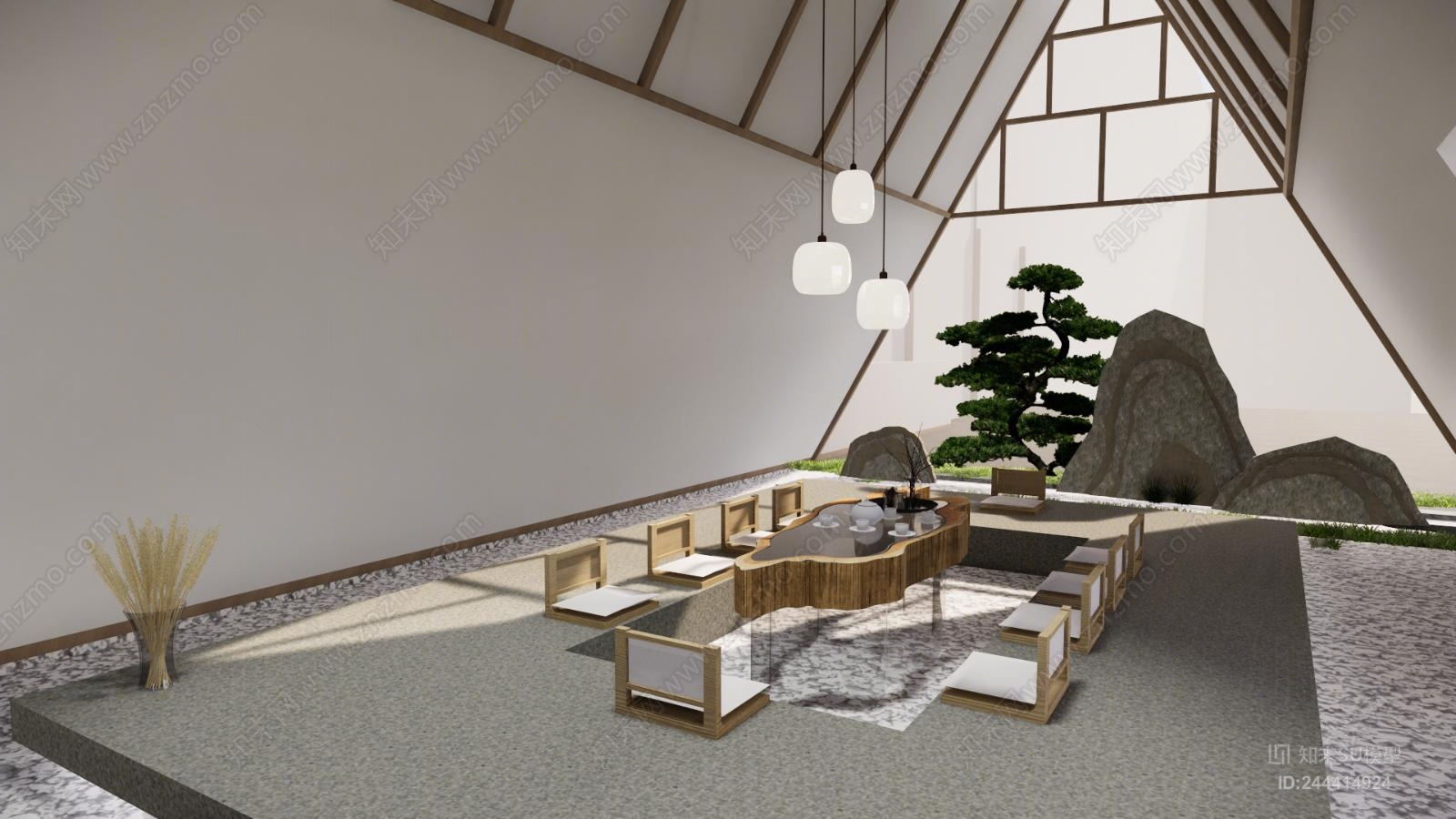 中式书画展SU模型下载【ID:244414924】