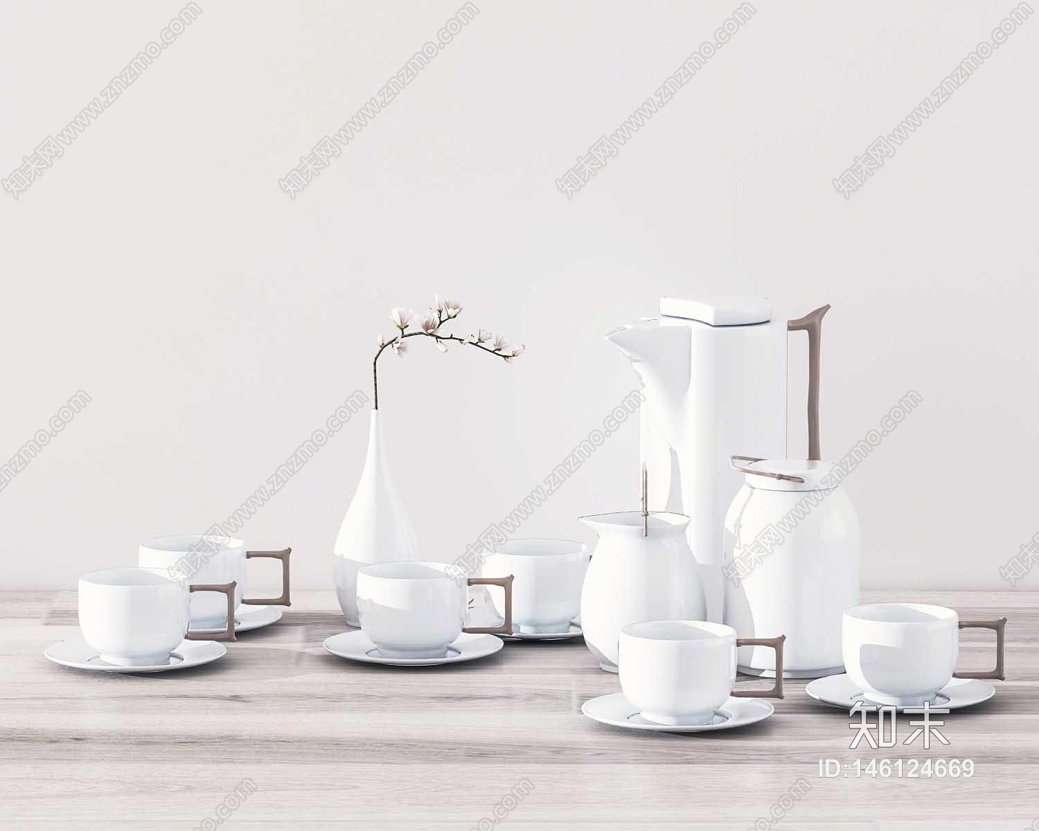 新中式茶具组合3D模型下载【ID:146124669】