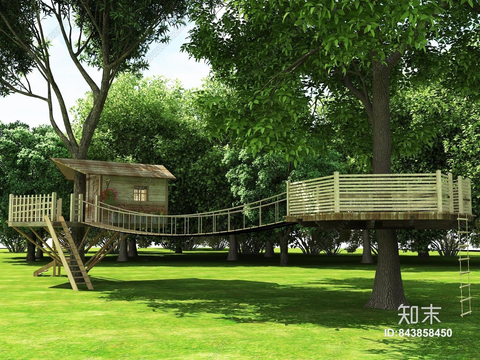 现代田园树屋3D模型下载【ID:843858450】