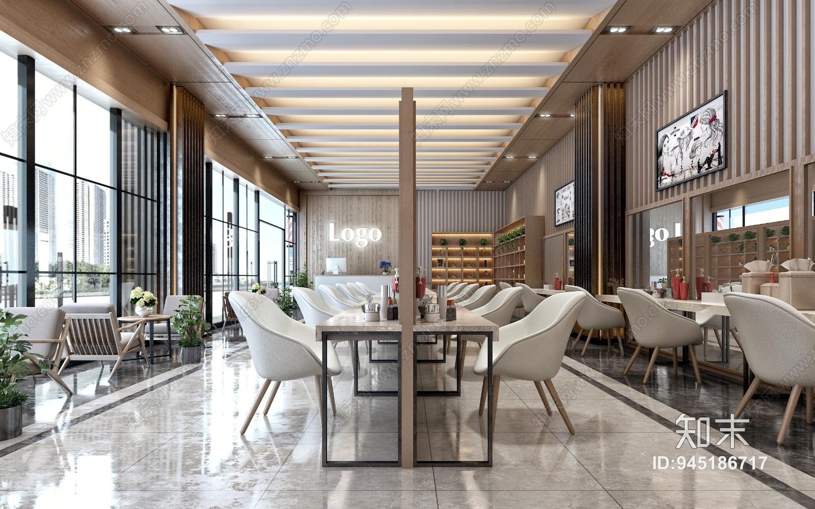 后现代轻奢理发店3D模型下载【ID:945186717】