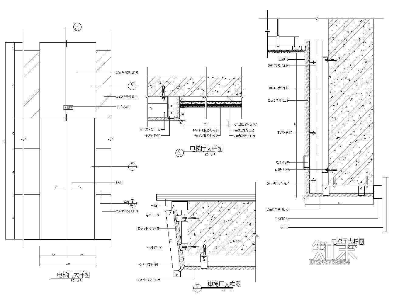 电梯门立面剖面施工图下载【ID:245752954】