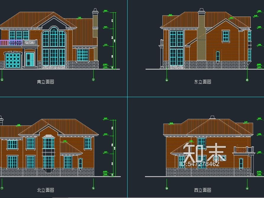 北美风格别墅平立剖cad施工图下载【ID:547278462】