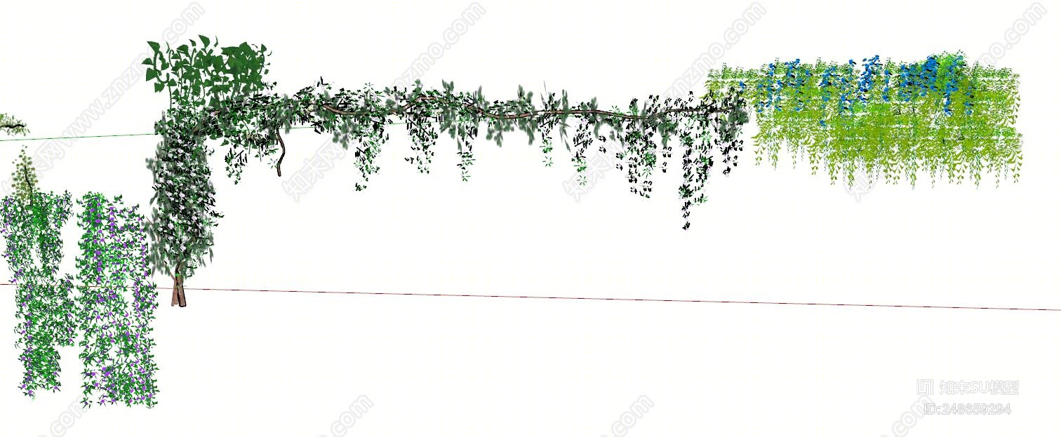 现代风格绿植墙藤本植物SU模型下载【ID:248659294】