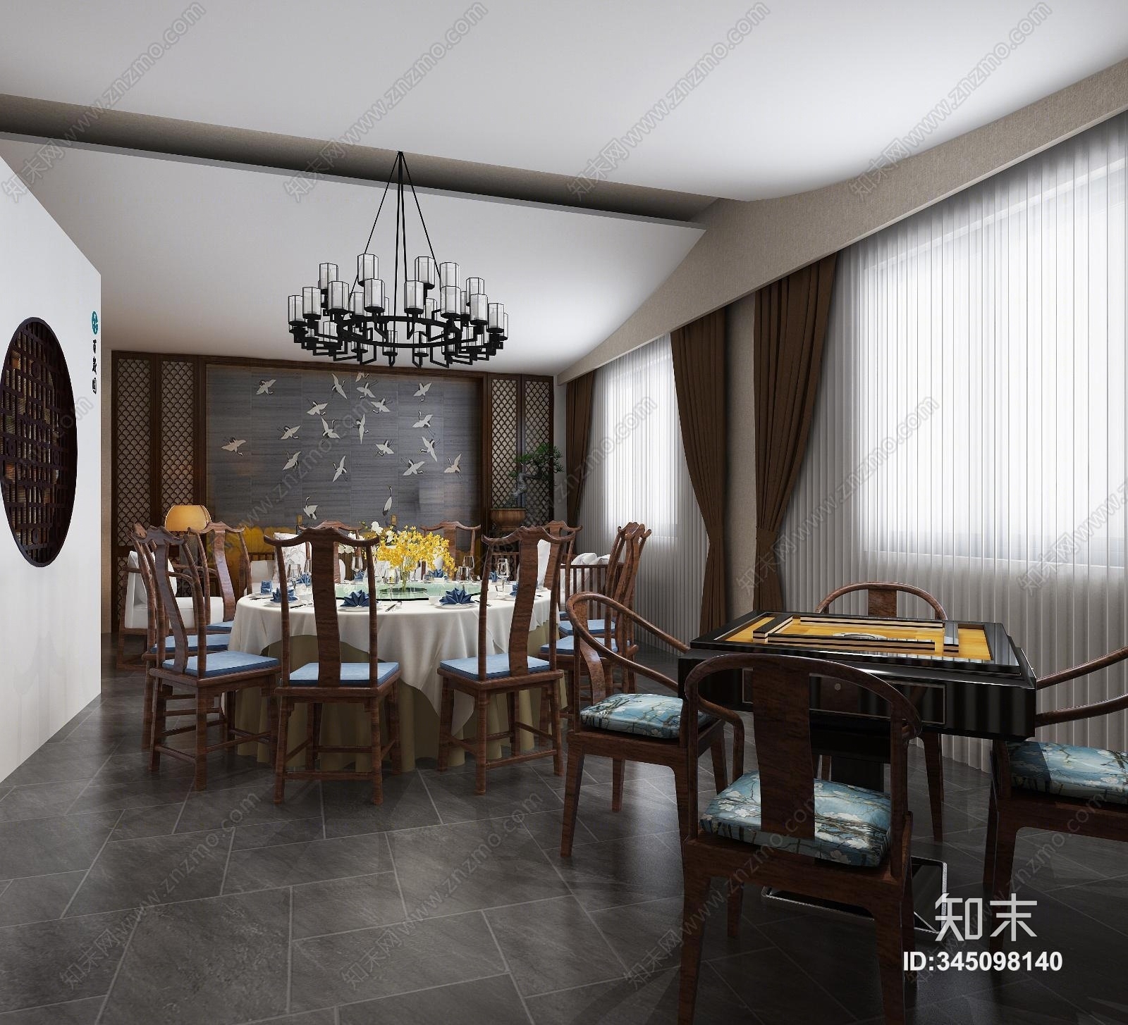 新中式茶餐厅3D模型下载【ID:345098140】