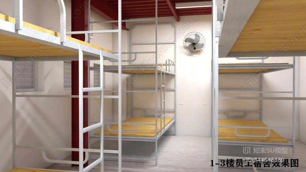 现代厂房宿舍SU模型下载【ID:844848089】