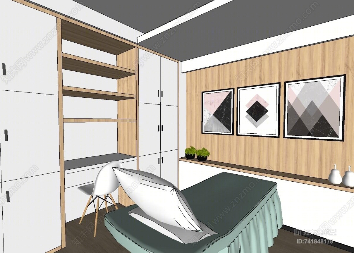 现代北欧美甲店SU模型下载【ID:741848178】