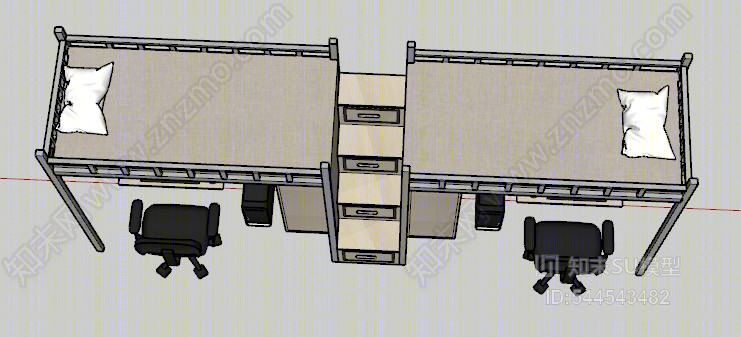 现代学校上床下桌SU模型下载【ID:544543482】