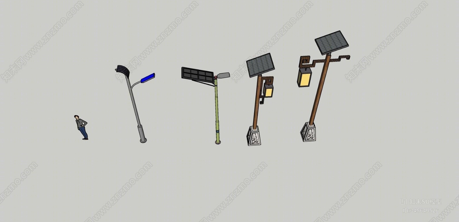 中式太阳能户外灯具SU模型下载【ID:345640526】
