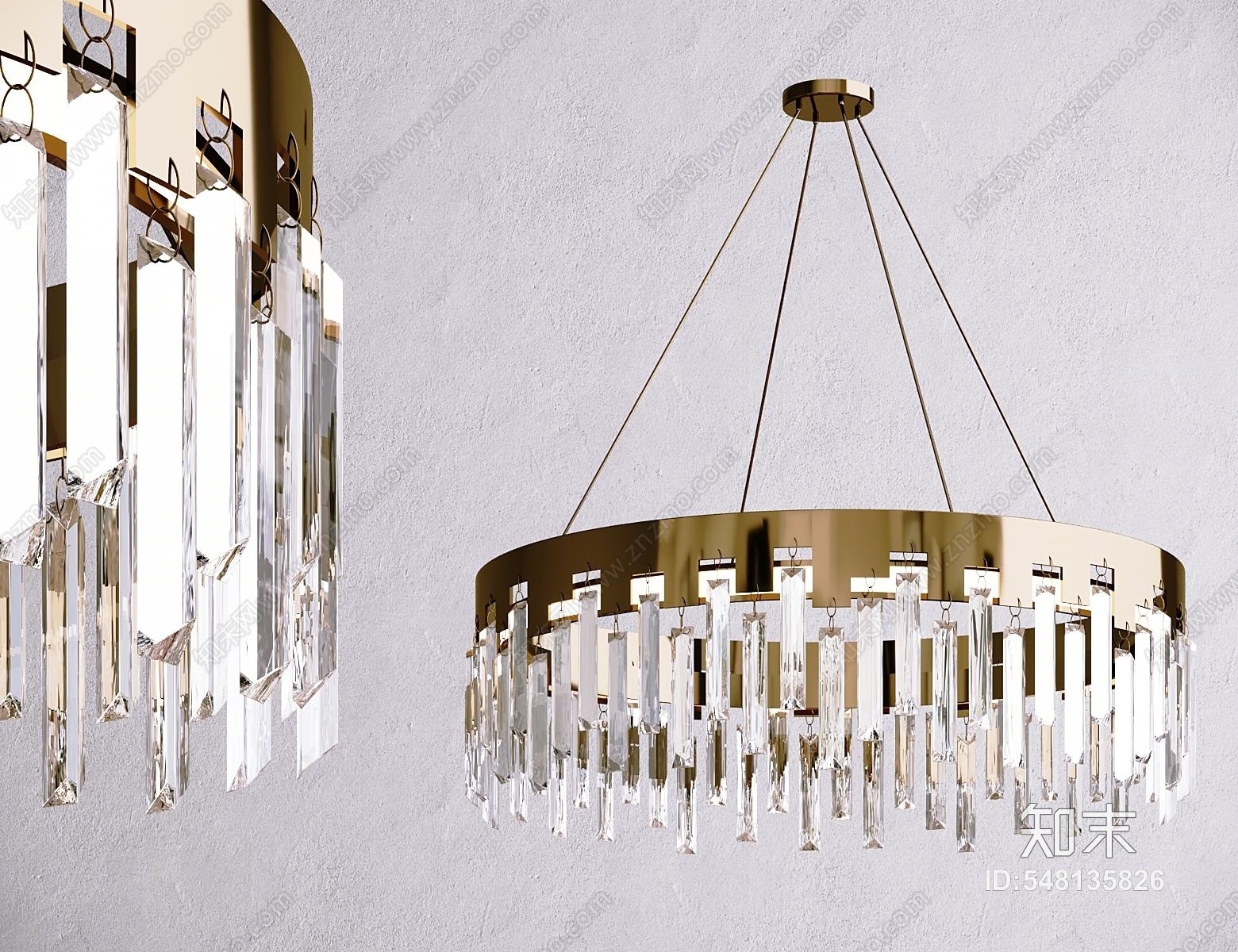 现代圆形水晶吊灯3D模型下载【ID:548135826】