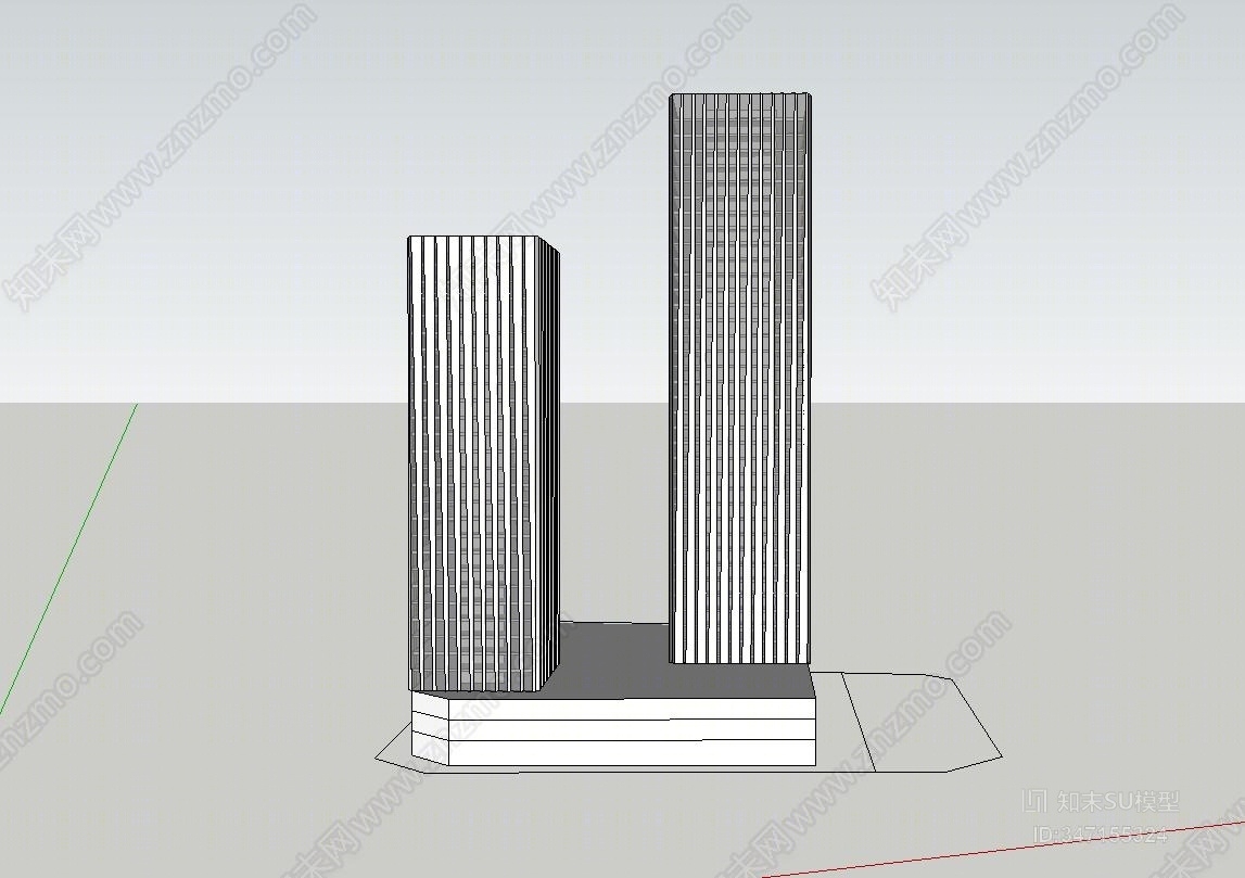 现代玻璃幕墙办公楼SU模型下载【ID:347155324】