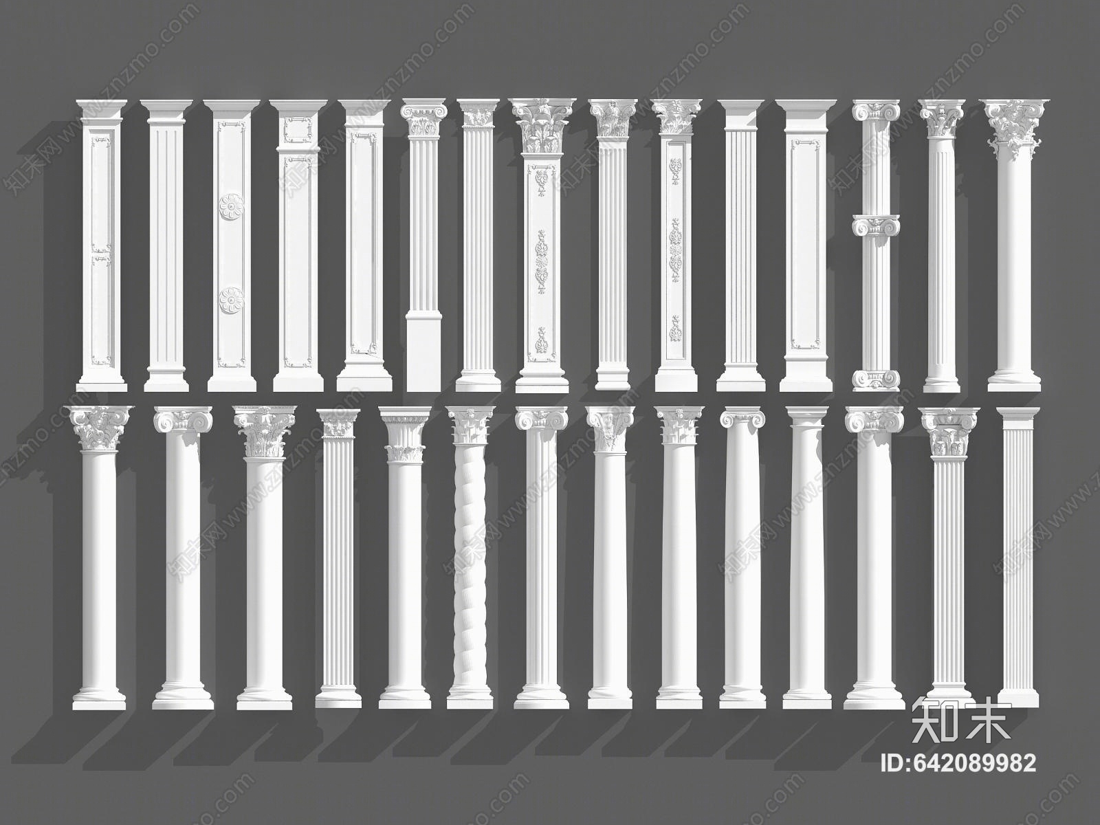 欧式古典罗马柱组合3D模型下载【ID:642089982】