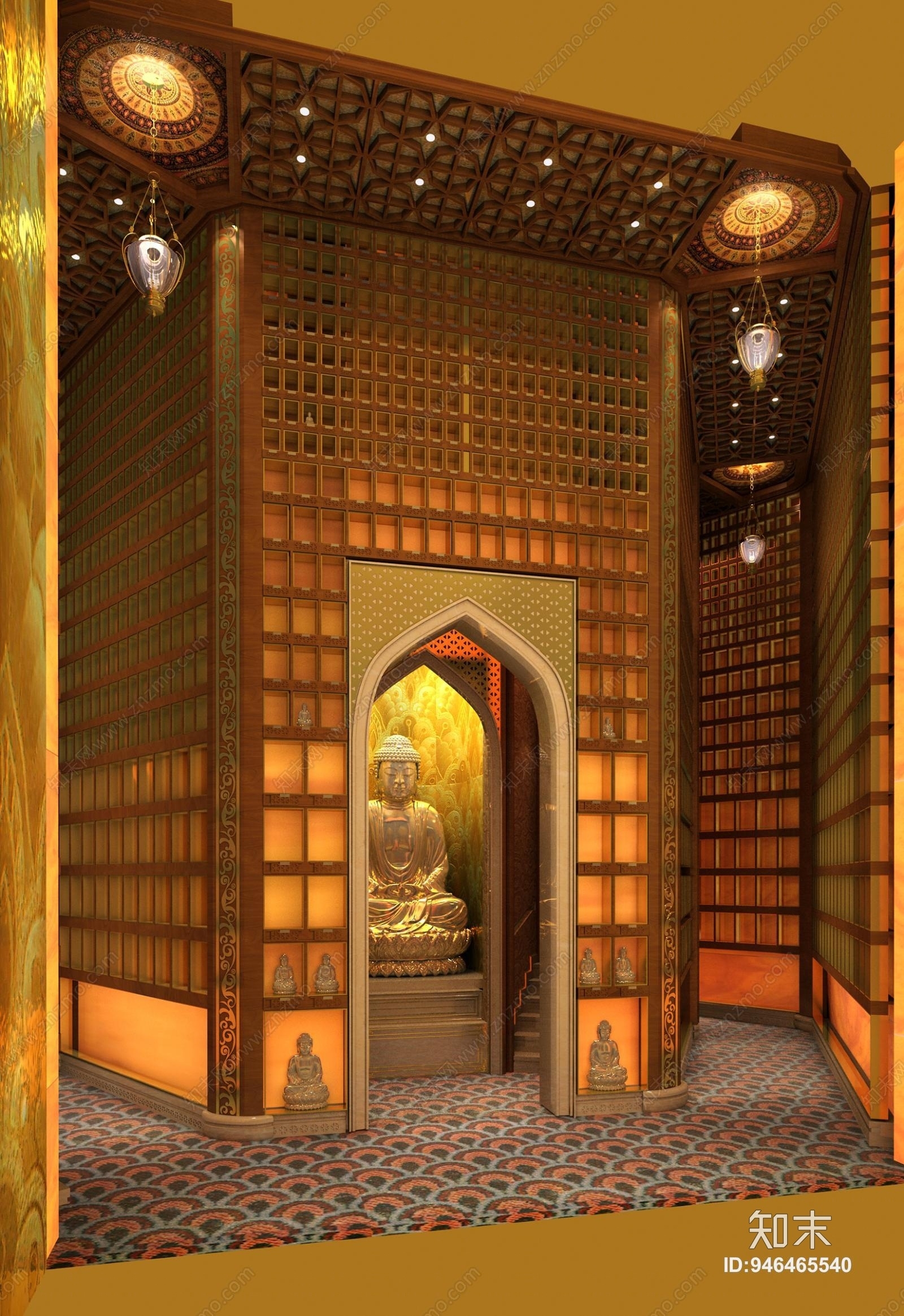 中式寺庙佛教佛塔3D模型下载【ID:946465540】