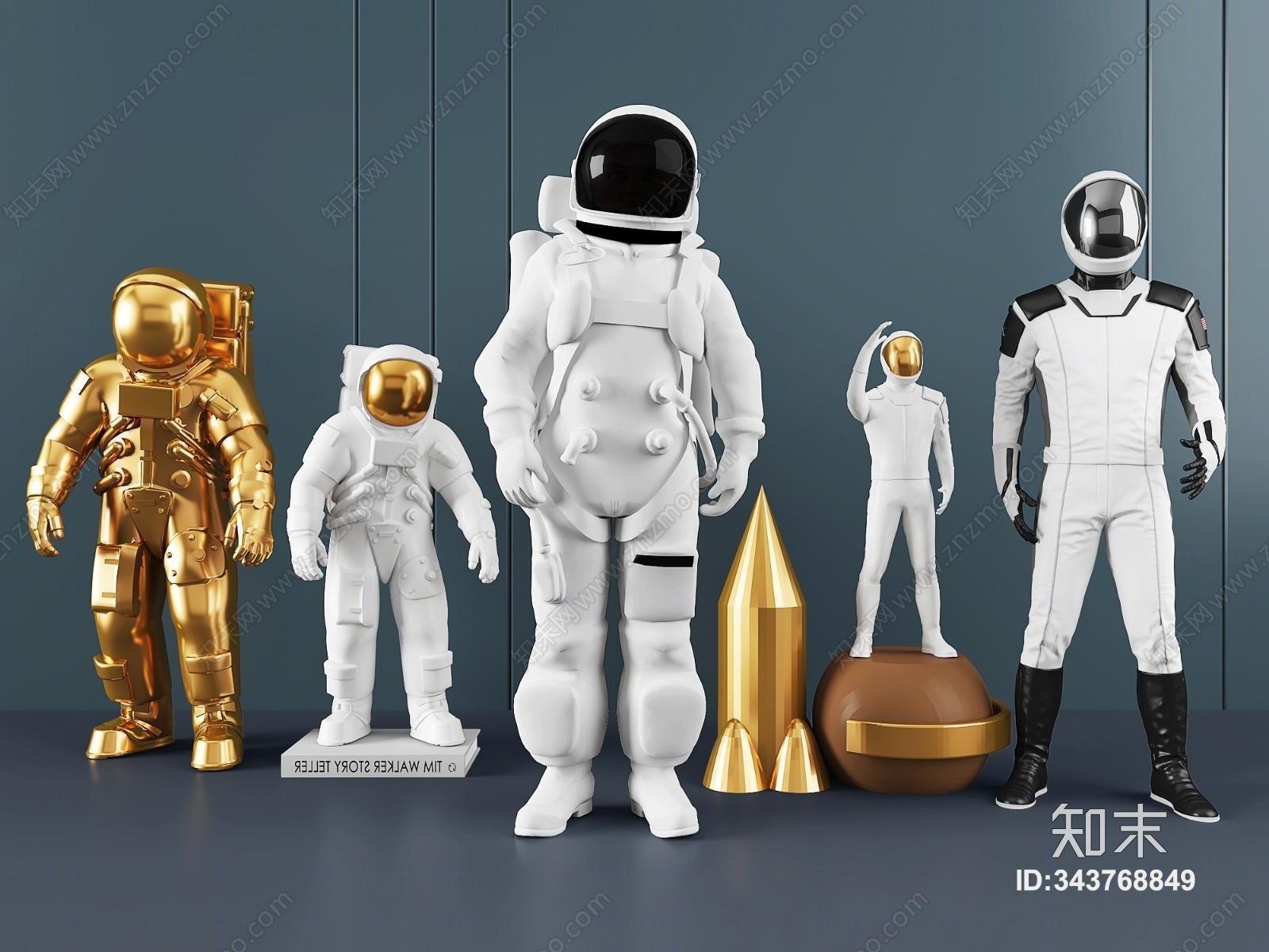 现代人物雕塑宇航员装饰摆件3D模型下载【ID:343768849】
