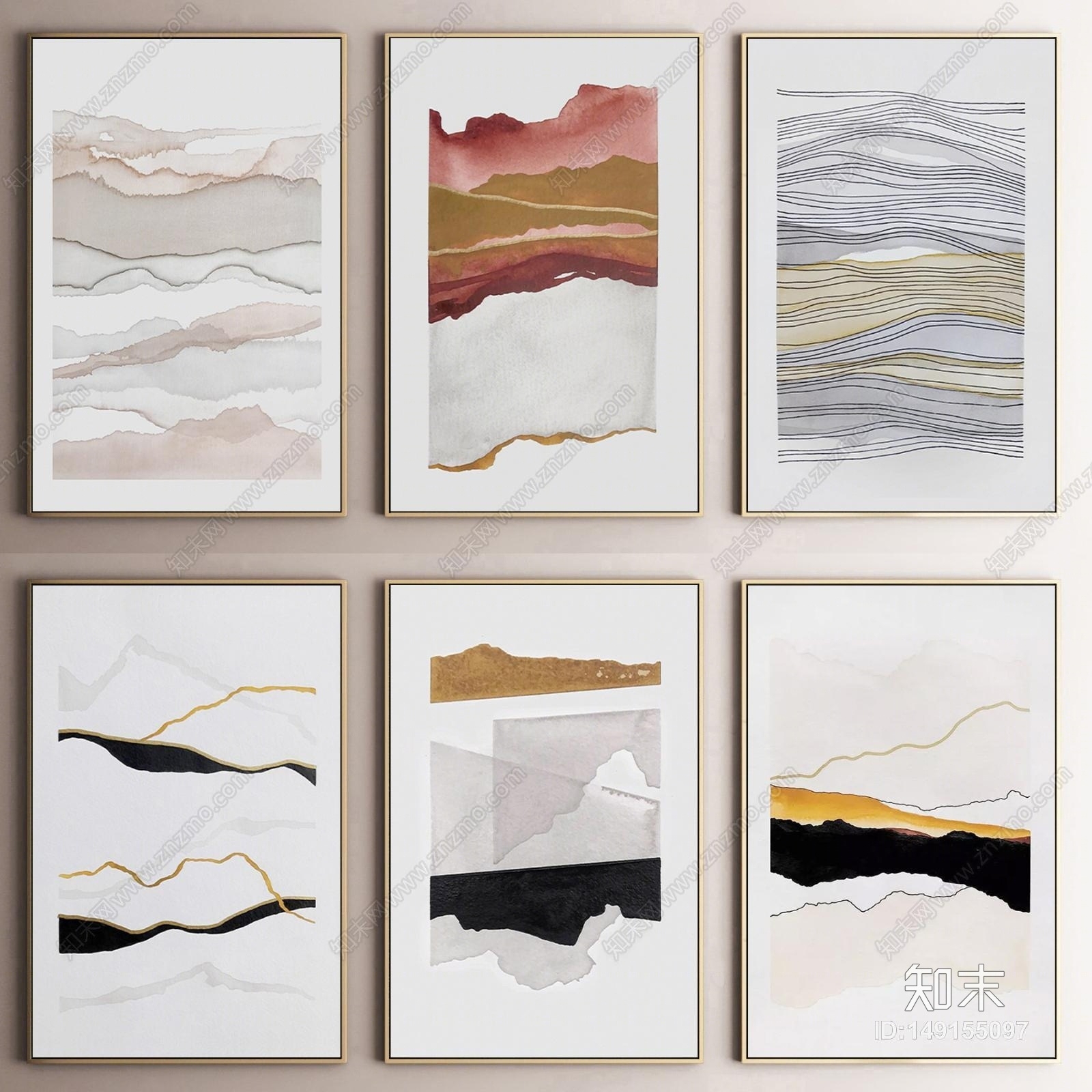 北欧客厅轻奢装饰画3D模型下载【ID:149155097】