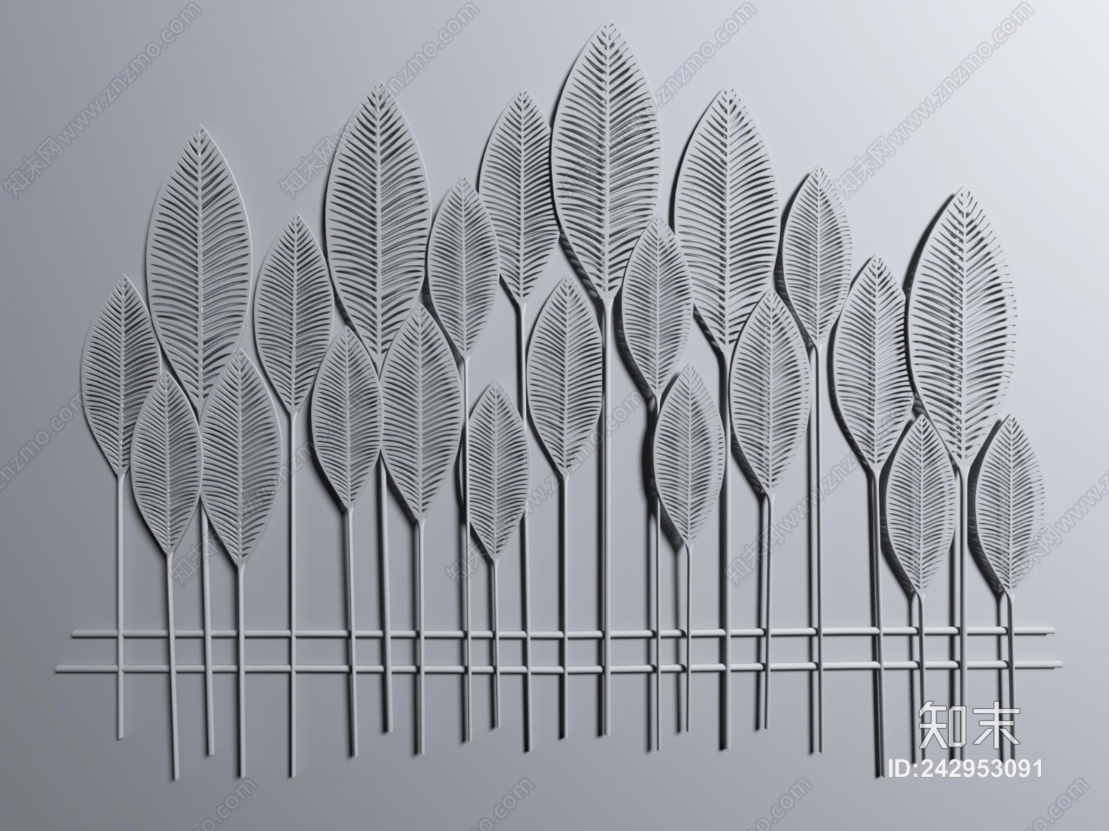 现代植物墙饰3D模型下载【ID:242953091】