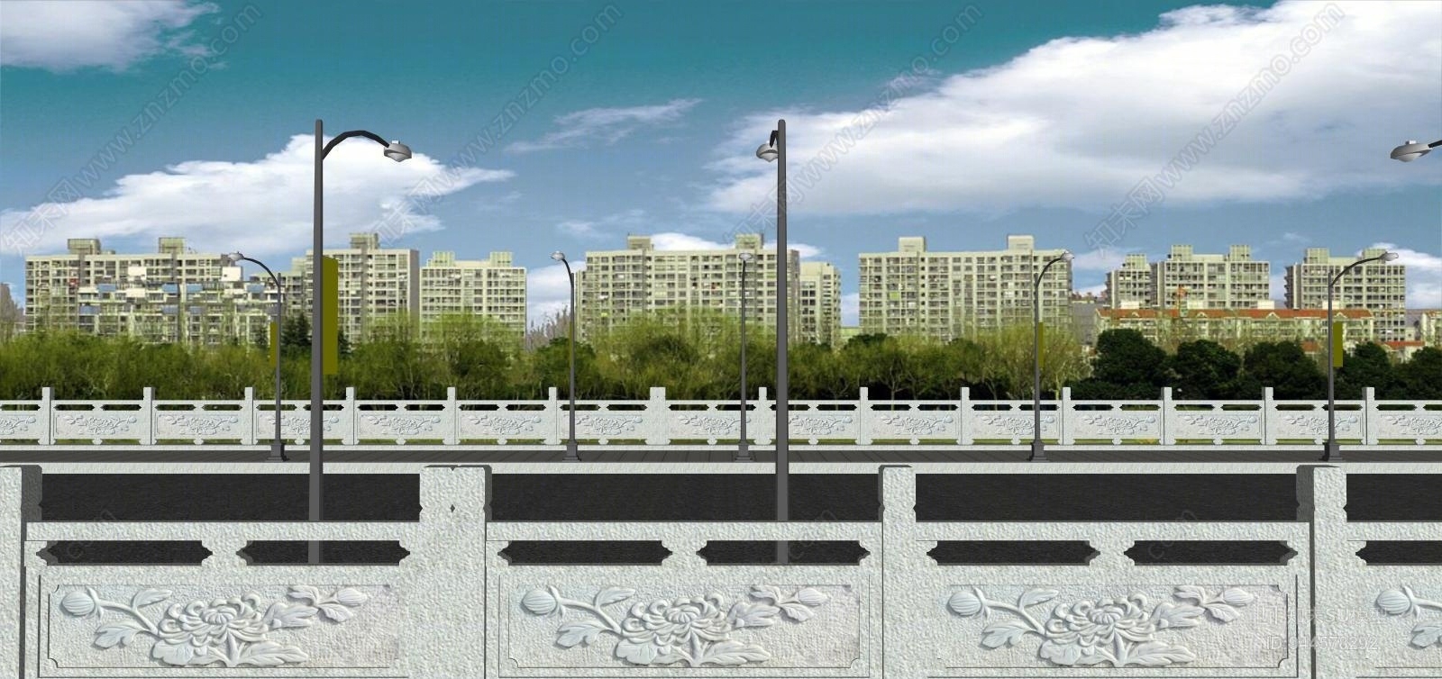 中式跨河大桥SU模型下载【ID:944578292】