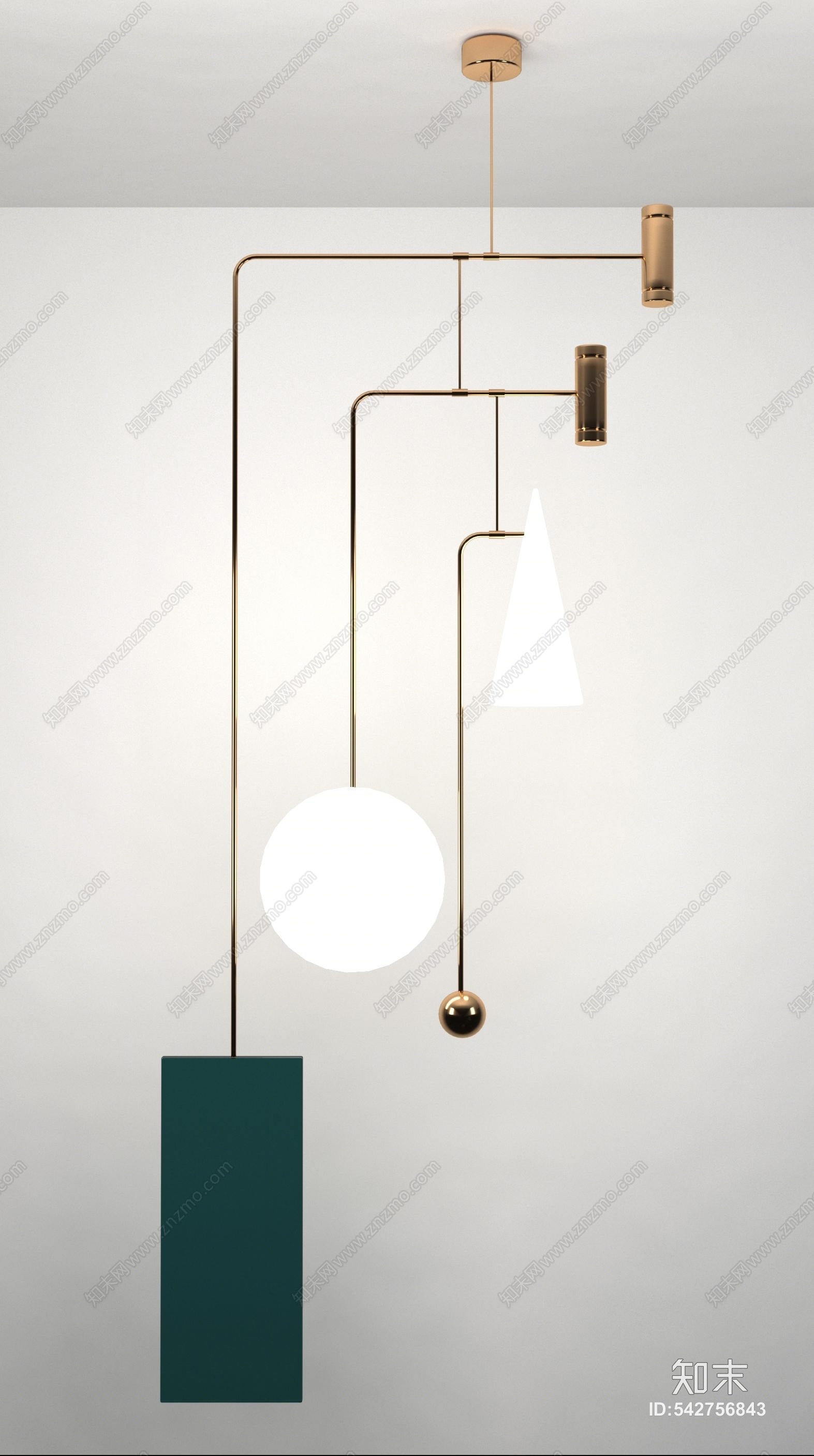 现代轻奢风灯饰3D模型下载【ID:542756843】