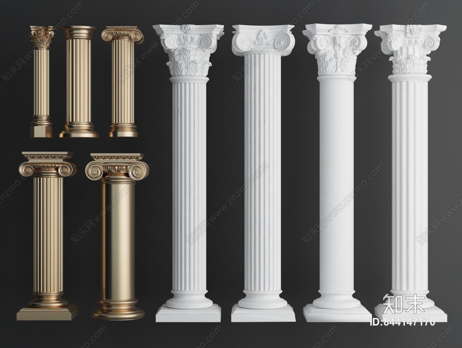 简欧罗马柱组合3D模型下载【ID:844147170】