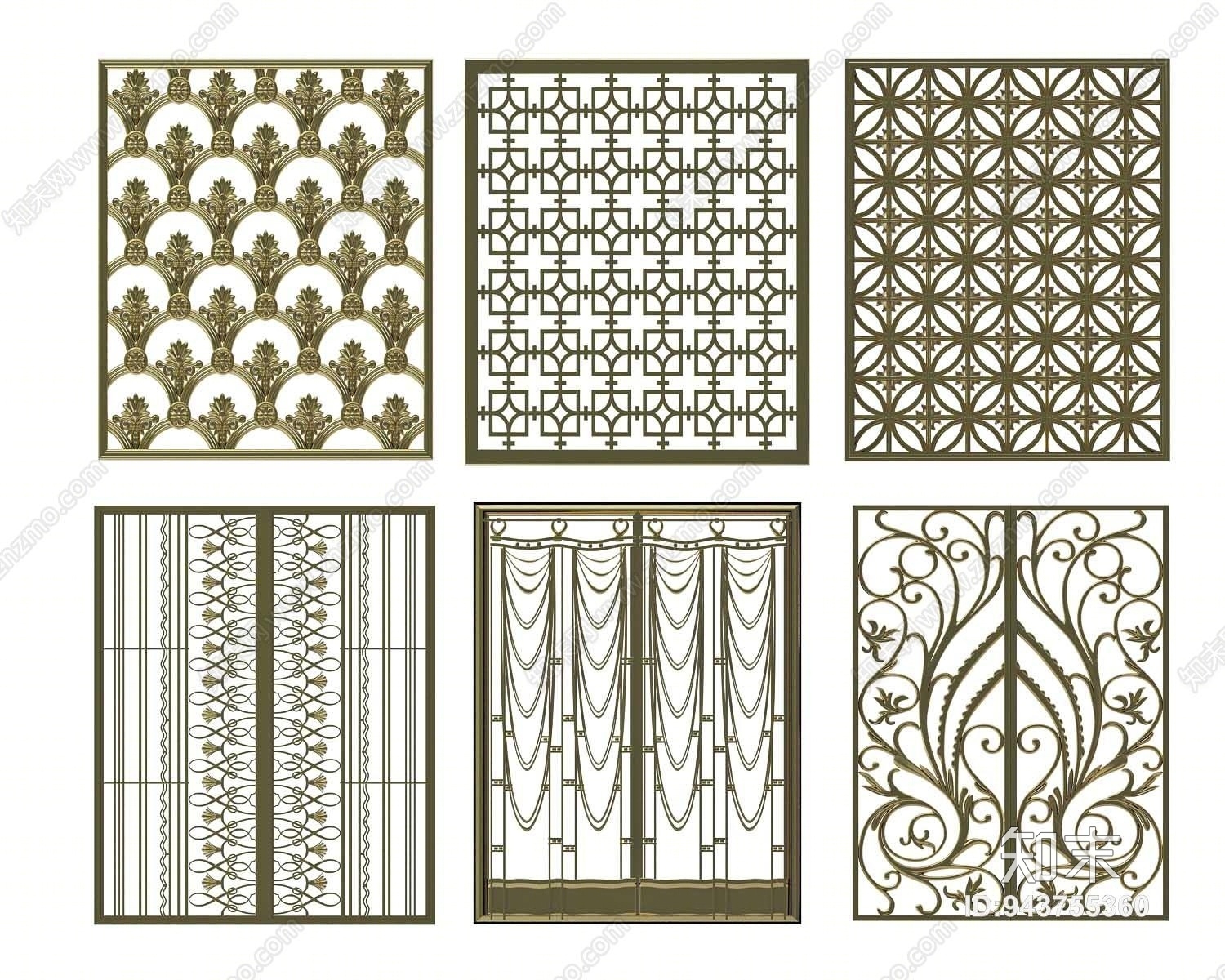 中式金属花格3D模型下载【ID:943755360】