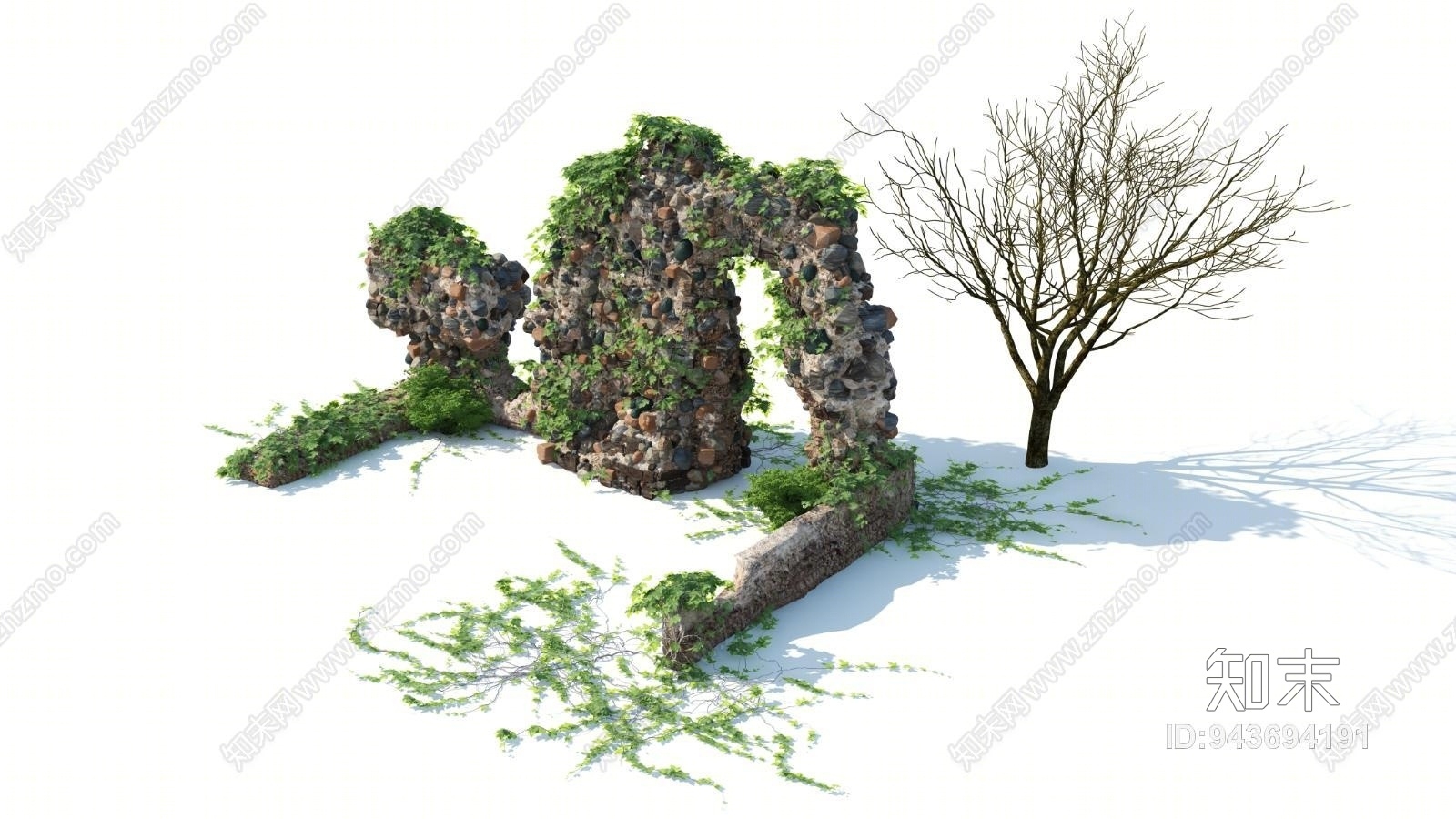 现代破旧墙体3D模型下载【ID:943694191】