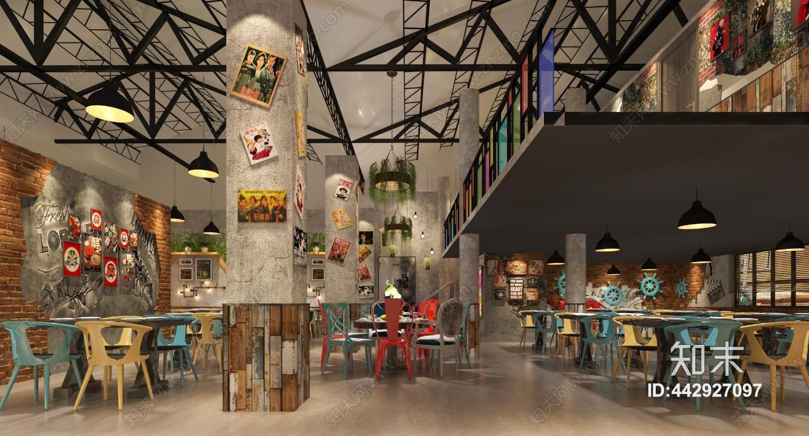 工业风烧烤店3D模型下载【ID:442927097】