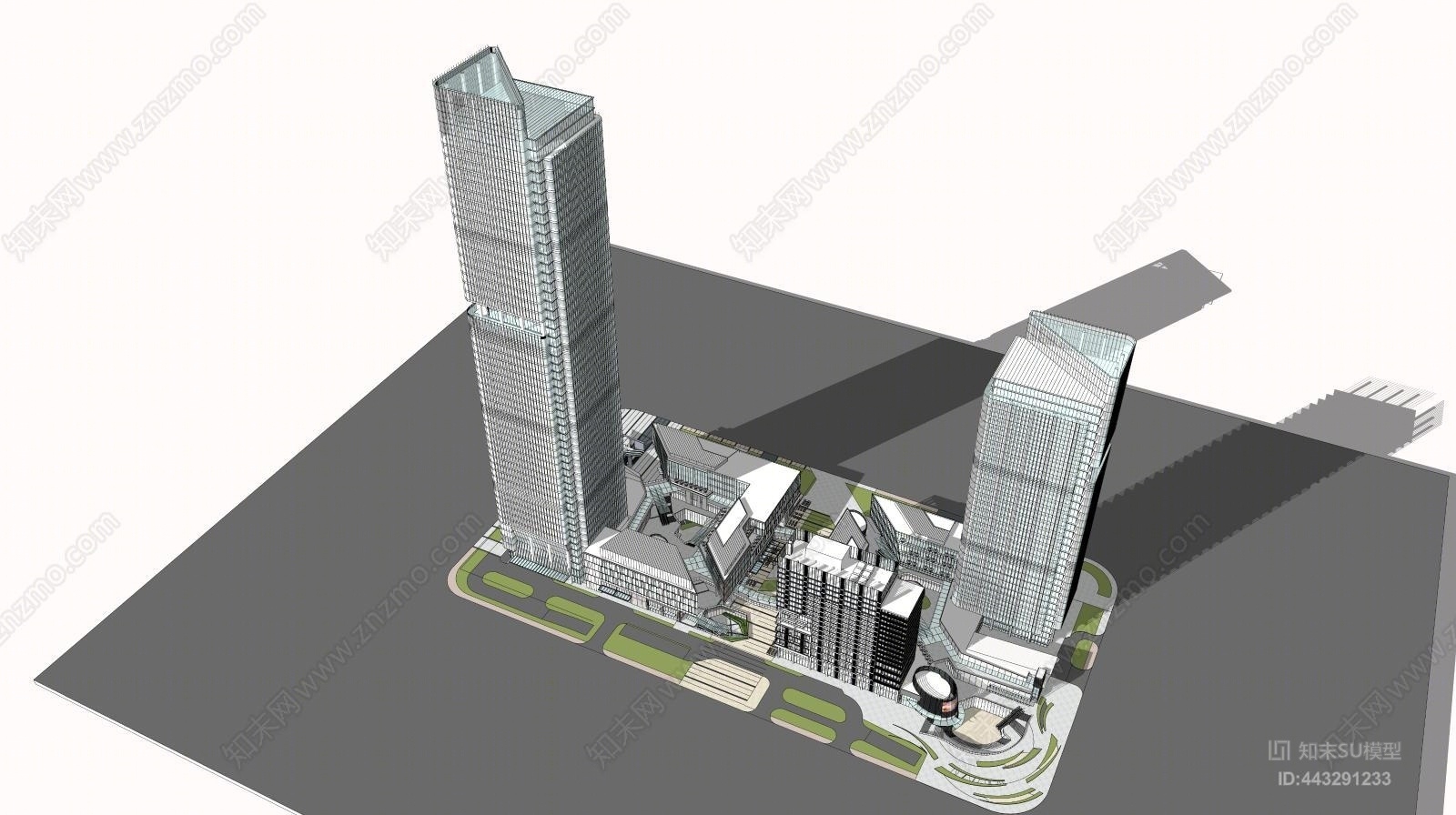 现代商业综合体SU模型下载【ID:443291233】