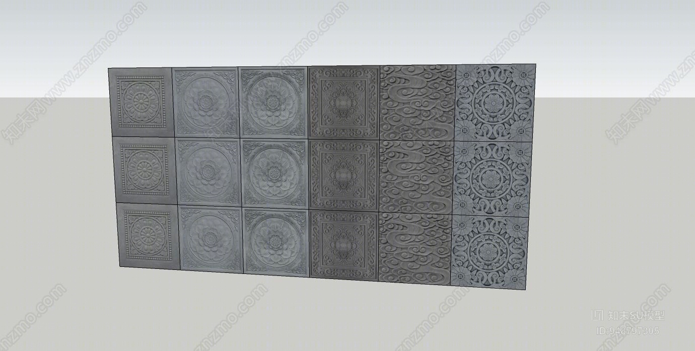 中式风格壁画SU模型下载【ID:948797305】