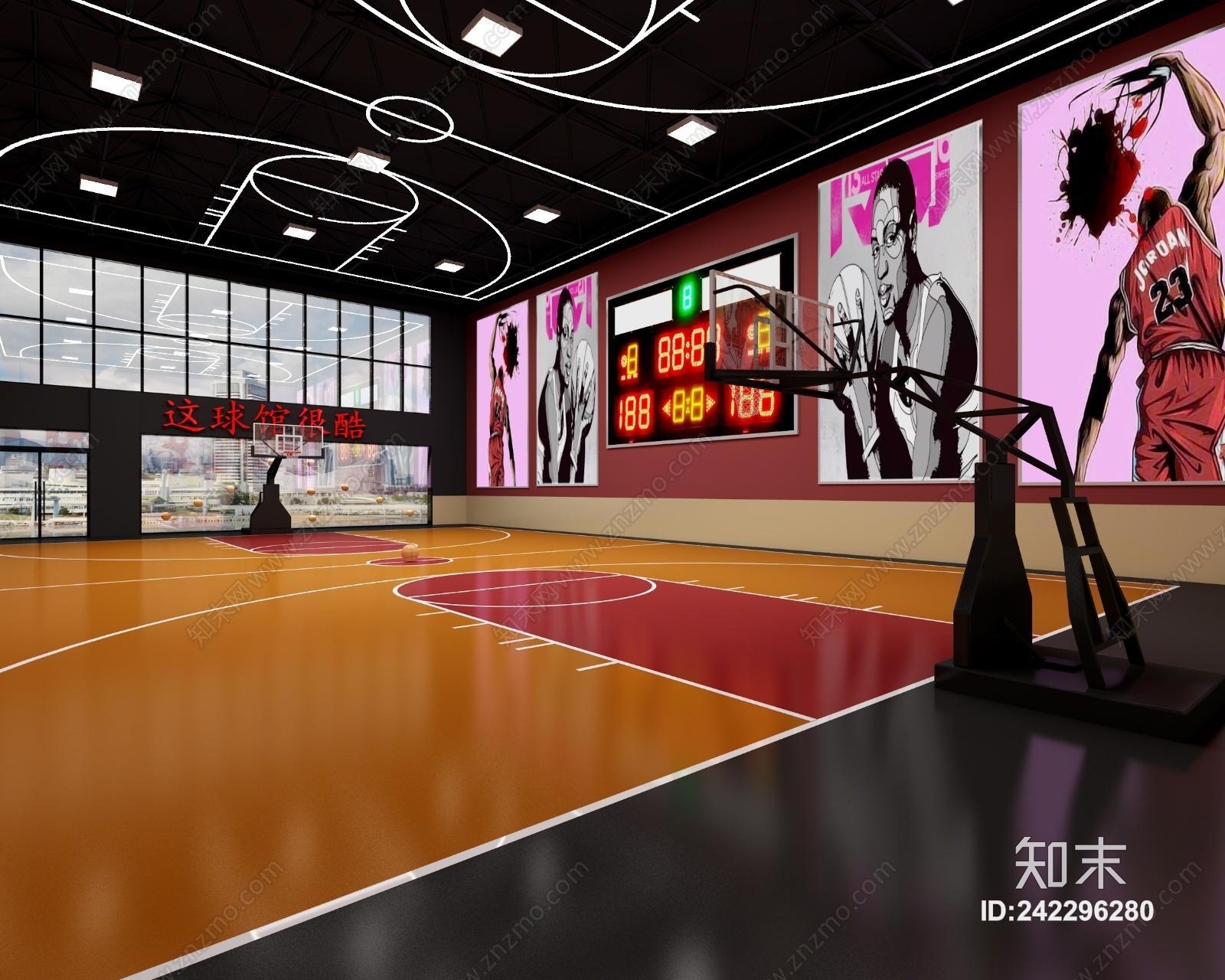 工业风网红篮球场3D模型下载【ID:242296280】