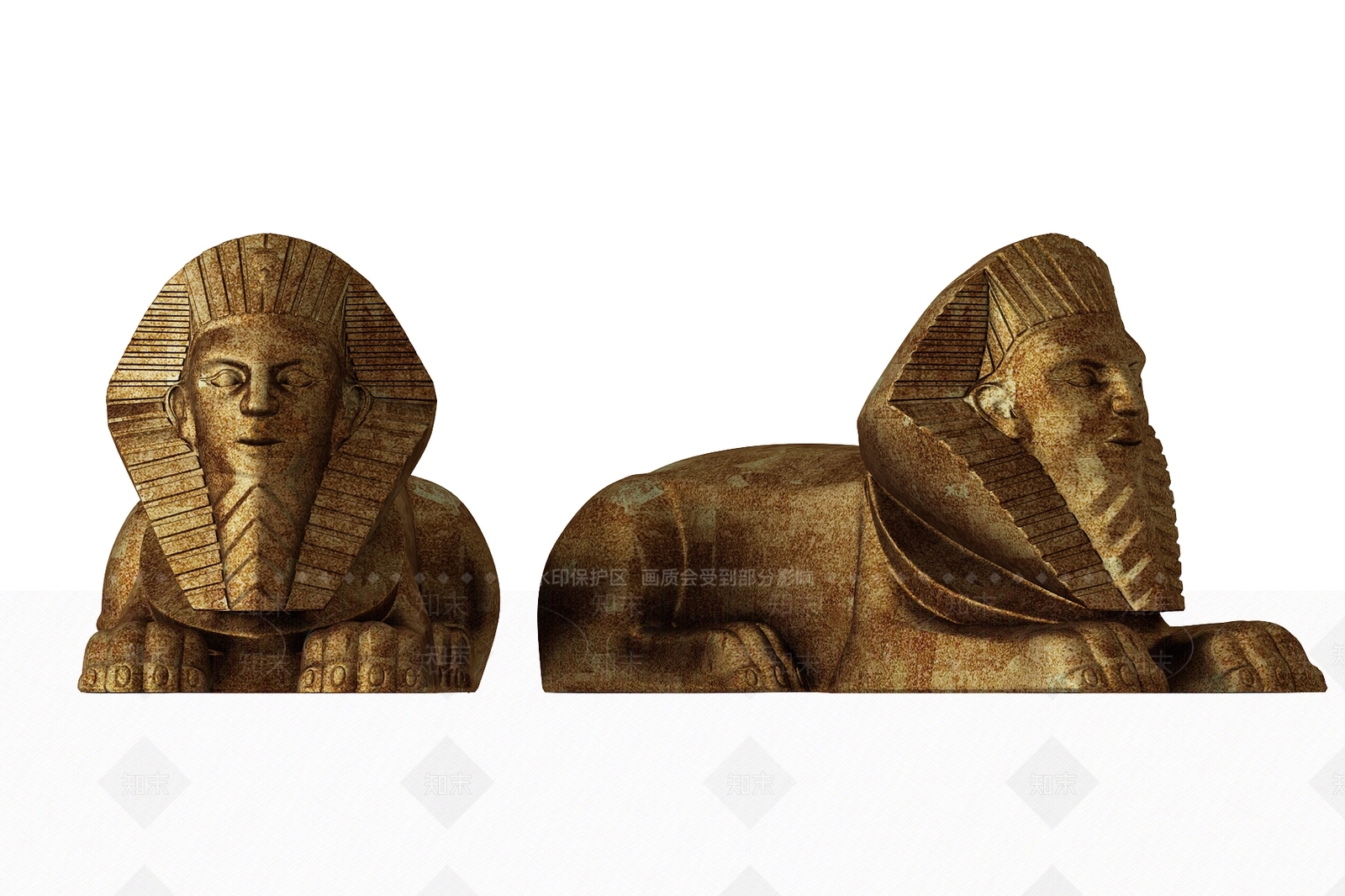 现代狮身人面像装饰品3D模型下载【ID:434277413】