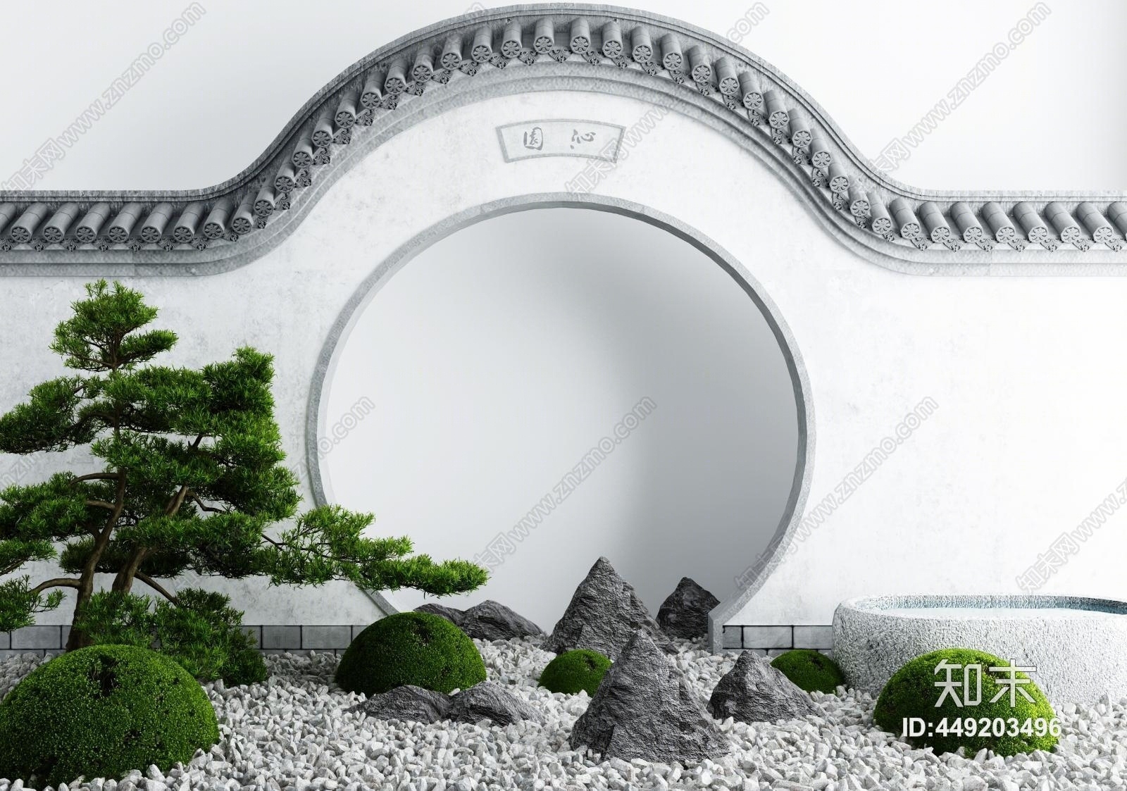 新中式庭院3D模型下载【ID:449203496】
