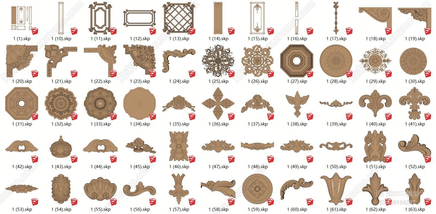 欧式风格角花SU模型下载【ID:448104237】