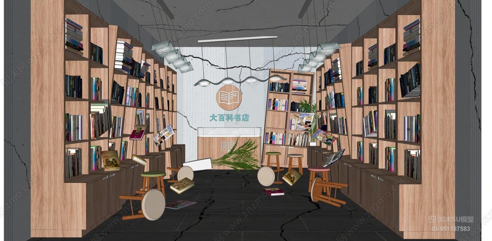 现代风格书店SU模型下载【ID:951187583】